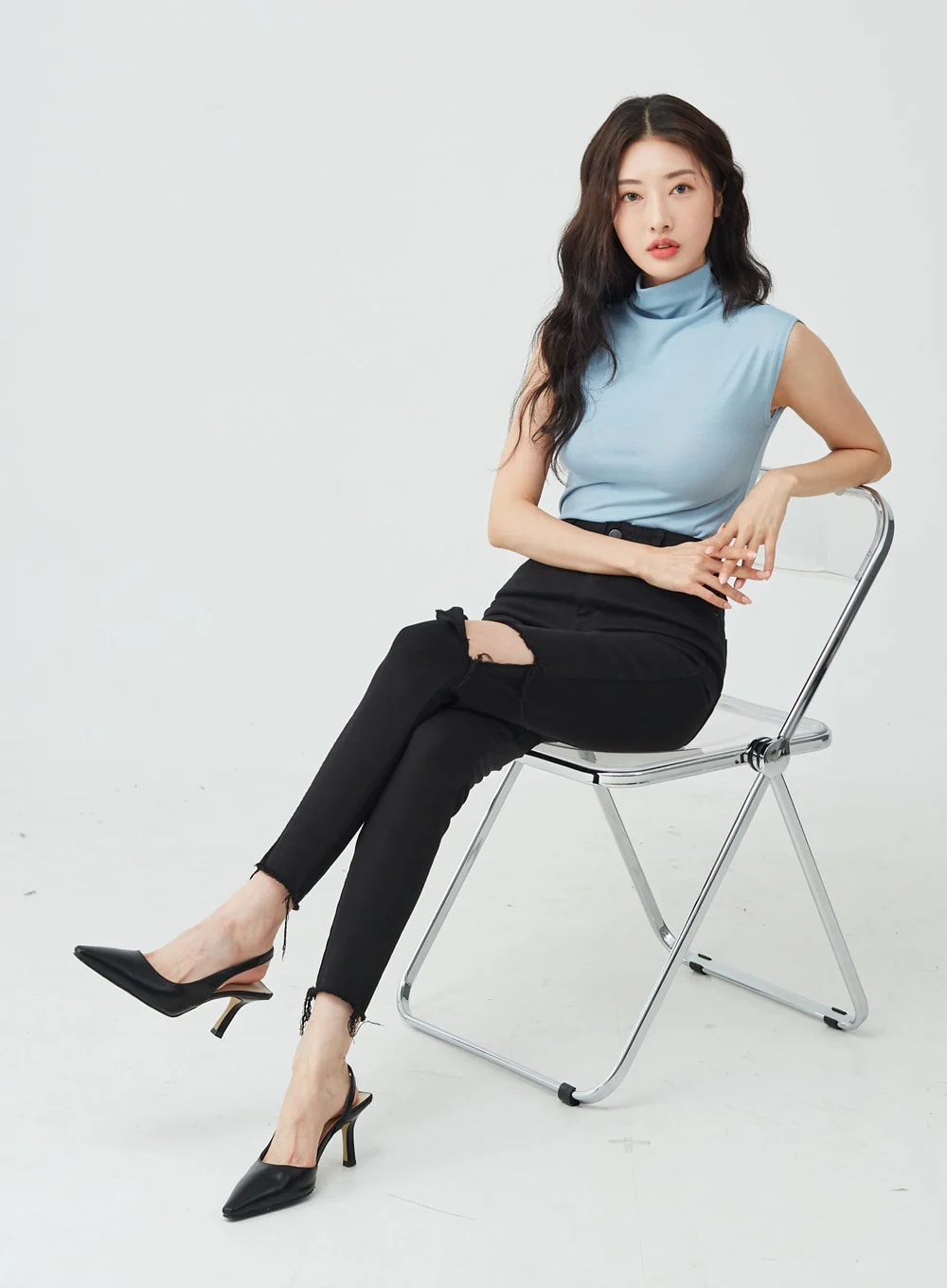 Half Neck Sleeveless T-Shirt IU26 - Image 10