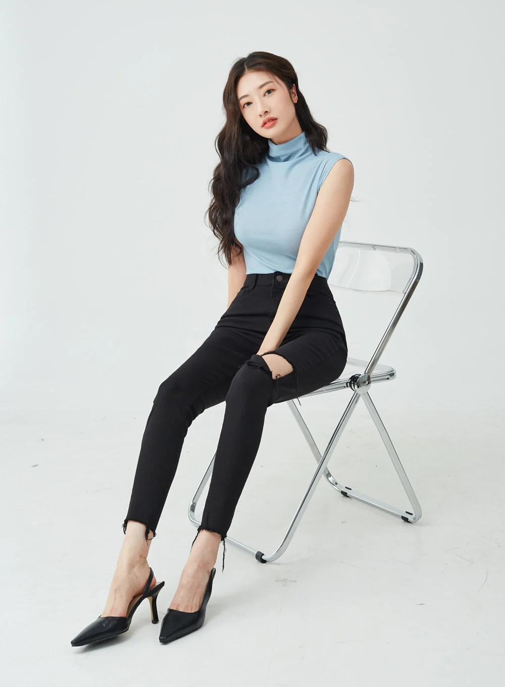 Half Neck Sleeveless T-Shirt IU26 - Image 12