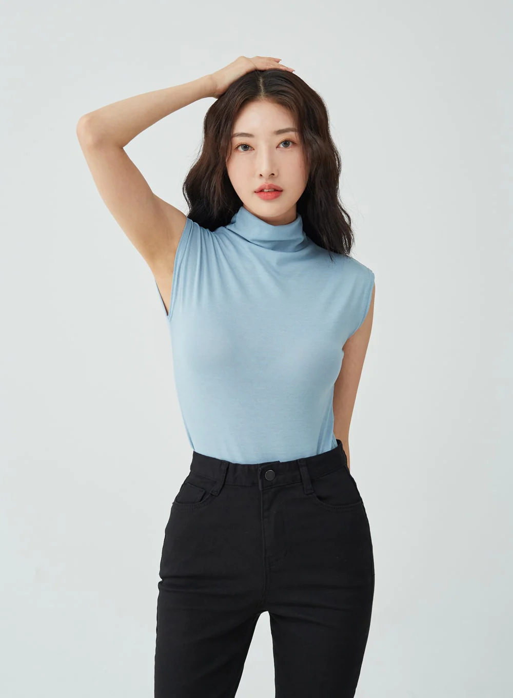 Half Neck Sleeveless T-Shirt IU26 - Image 2