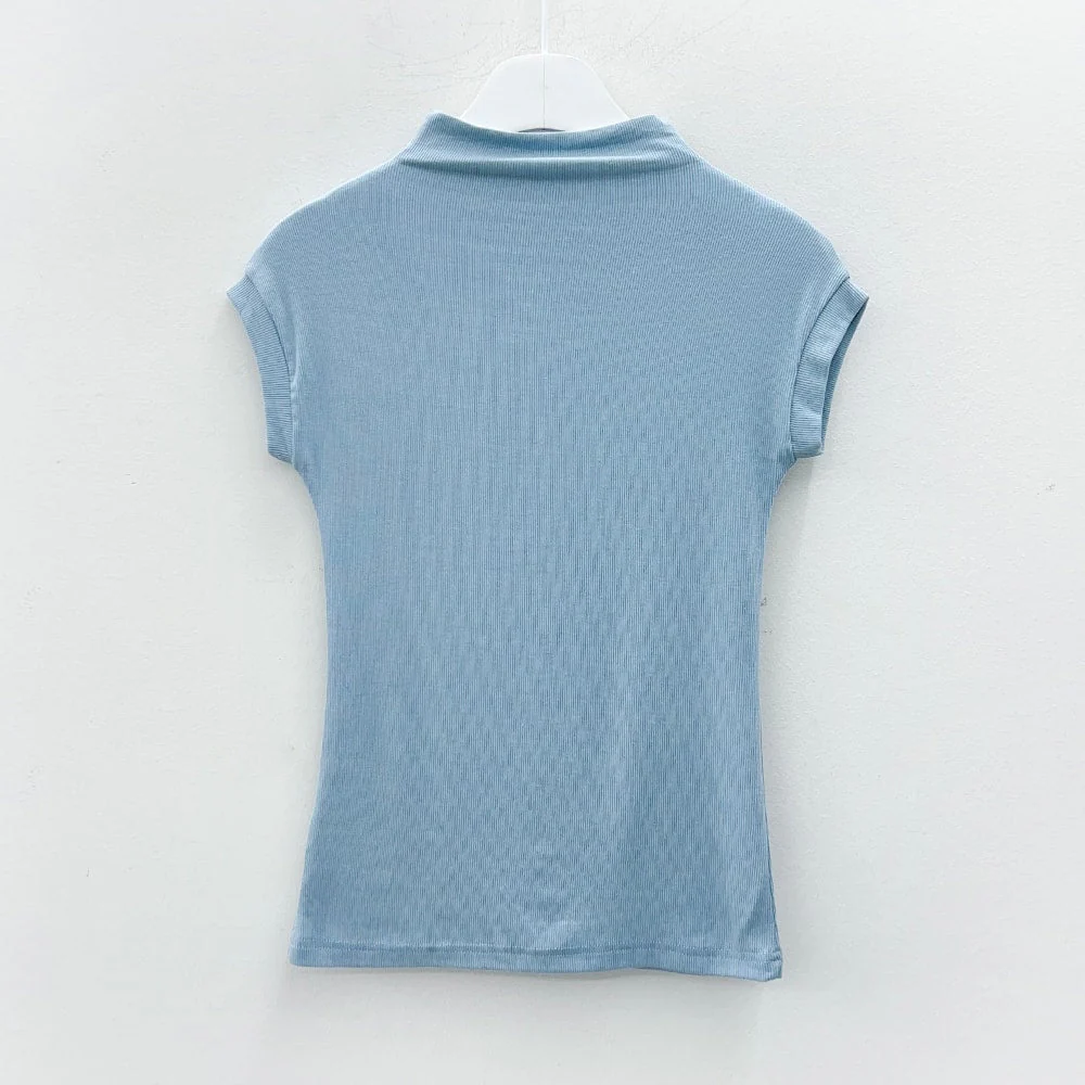 Half Turtleneck Sleeveless Ribbed T-shirt L1002 - Image 18