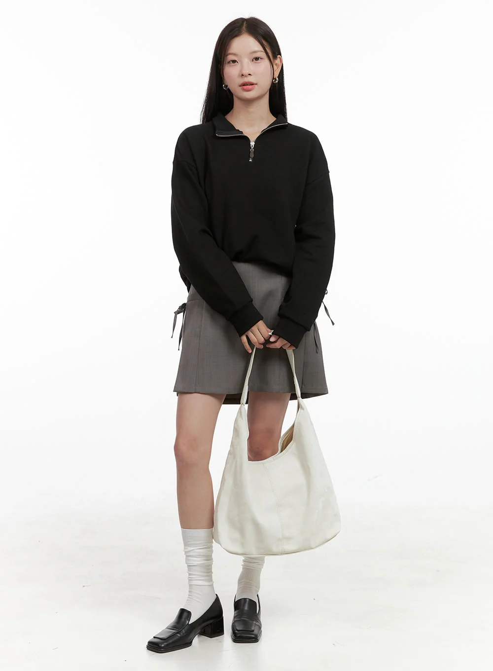 Half Zip-Up Solid Sweatshirt OG416 - Image 2