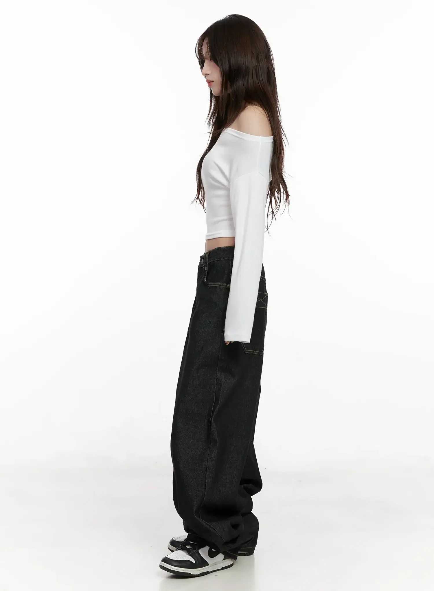 Halo Wide Leg Stitch Detail Jeans IN514 - Image 11