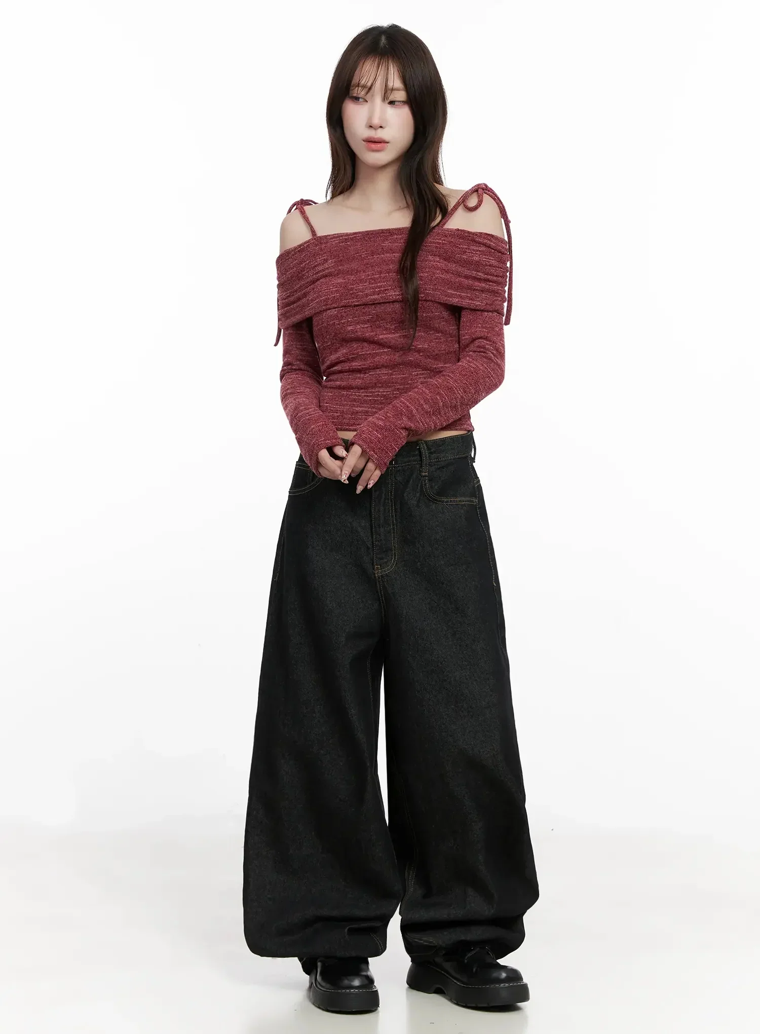 Halo Wide Leg Stitch Detail Jeans IN514 - Image 3