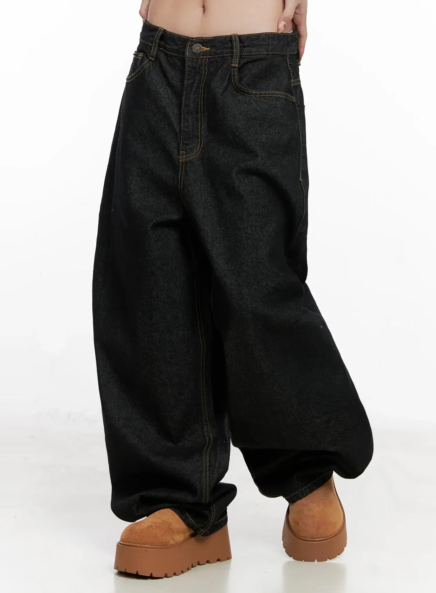 Halo Wide Leg Stitch Detail Jeans IN514 - Image 5