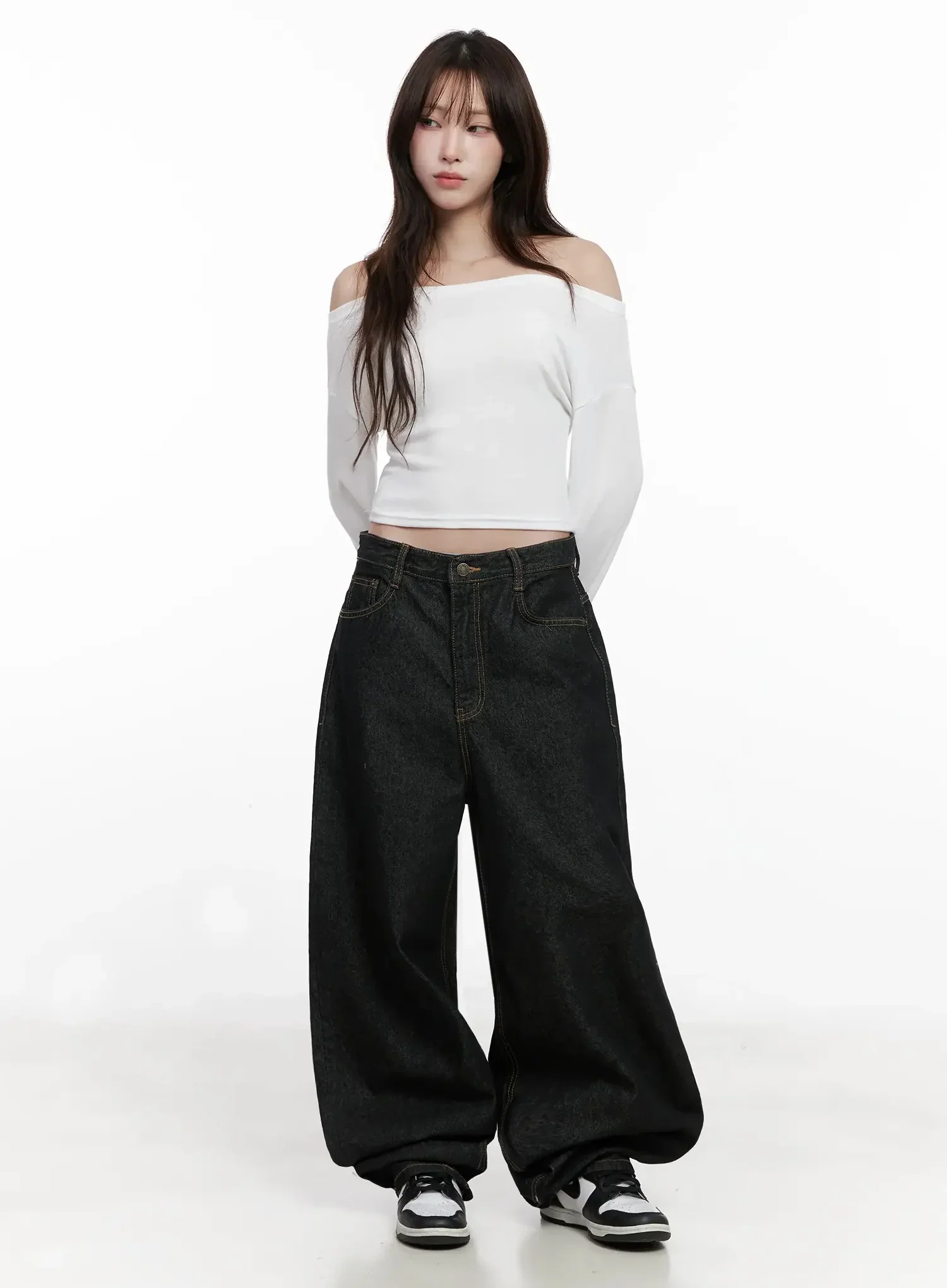 Halo Wide Leg Stitch Detail Jeans IN514 - Image 6