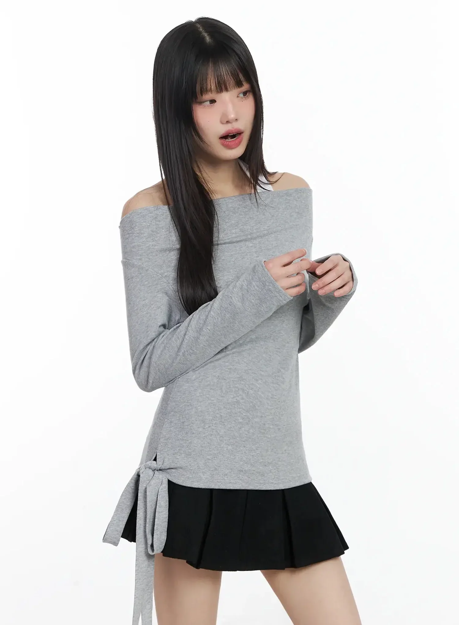 Halter Layered Off-Shoulder Long Sleeve F517 - Image 14