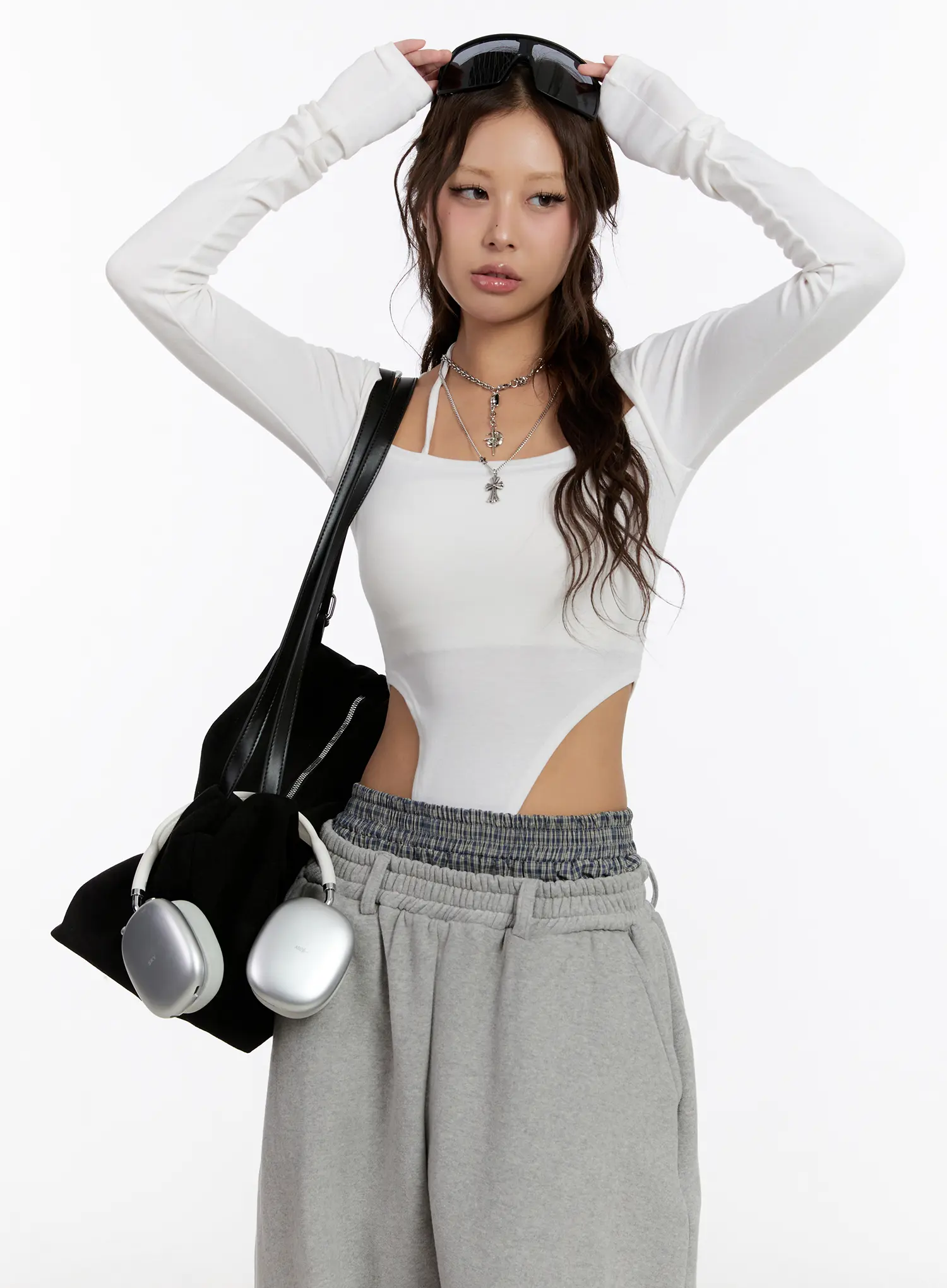 Halter Neck Long Sleeve Bodysuit CN527