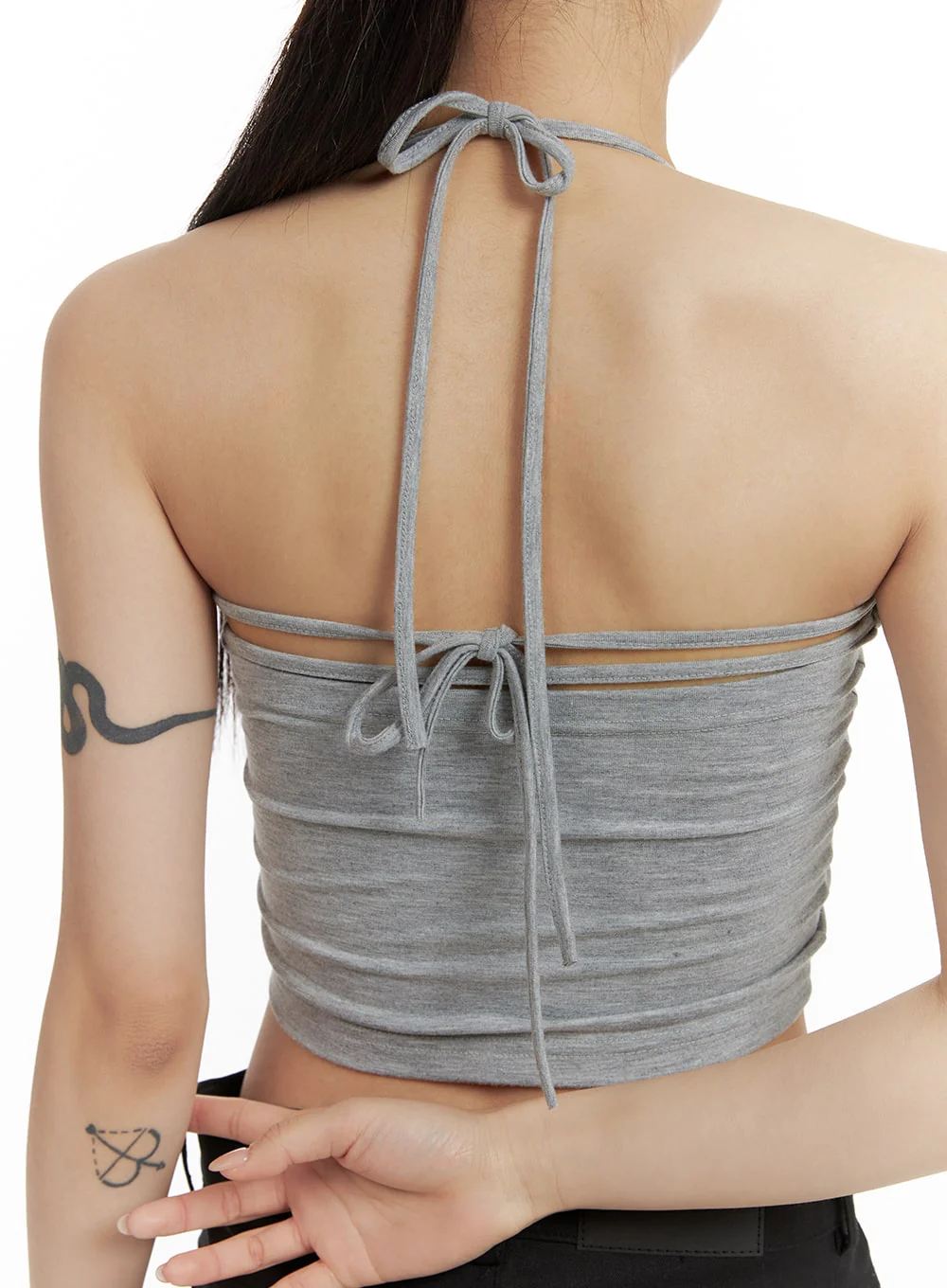 Halter Neck Shirred Crop Tank Top CF429 - Image 4