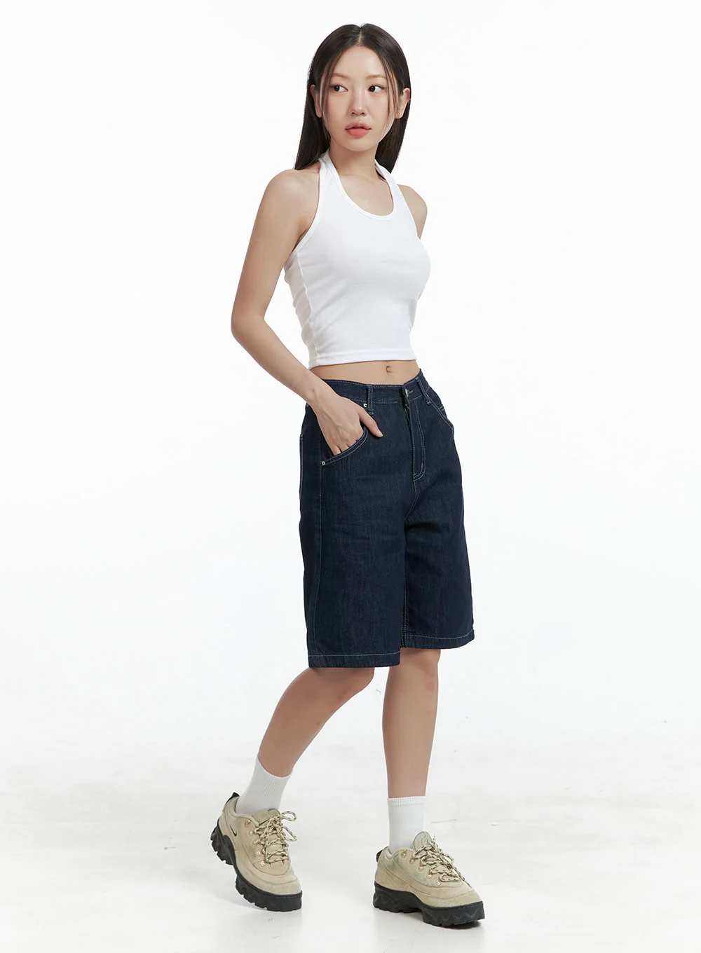 Halterneck Crop Tank Top OL401 - Image 2