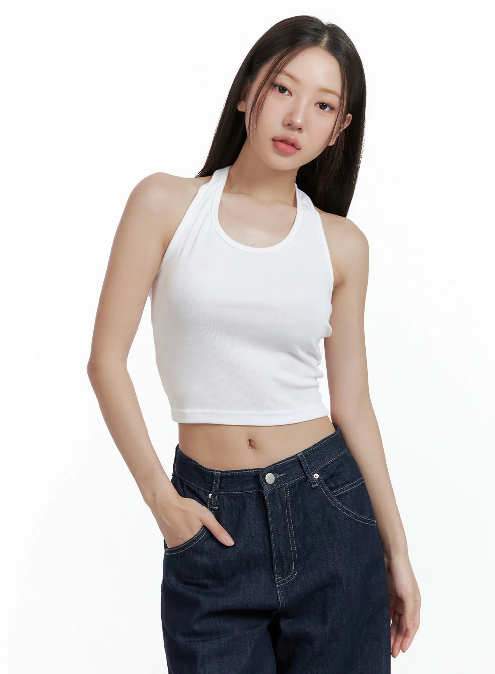 Halterneck Crop Tank Top OL401 - Image 4