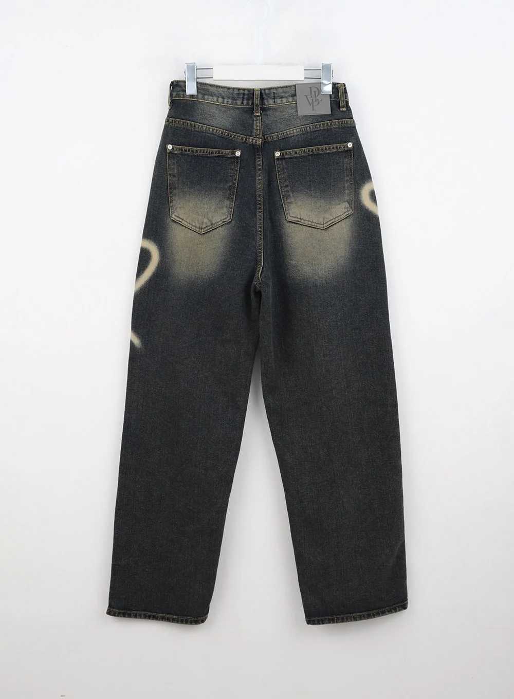 Heart-Bleached Wide Leg Jeans IN308 - Image 9
