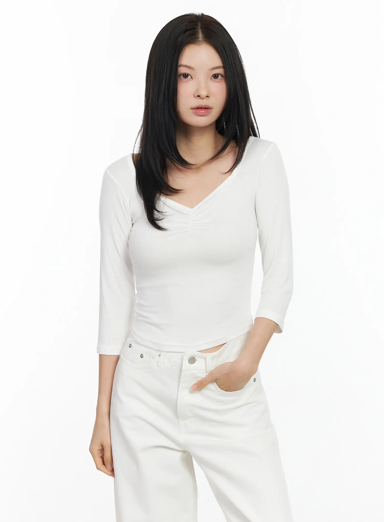 Heart Neck Long Sleeve Top IM524 - Image 12
