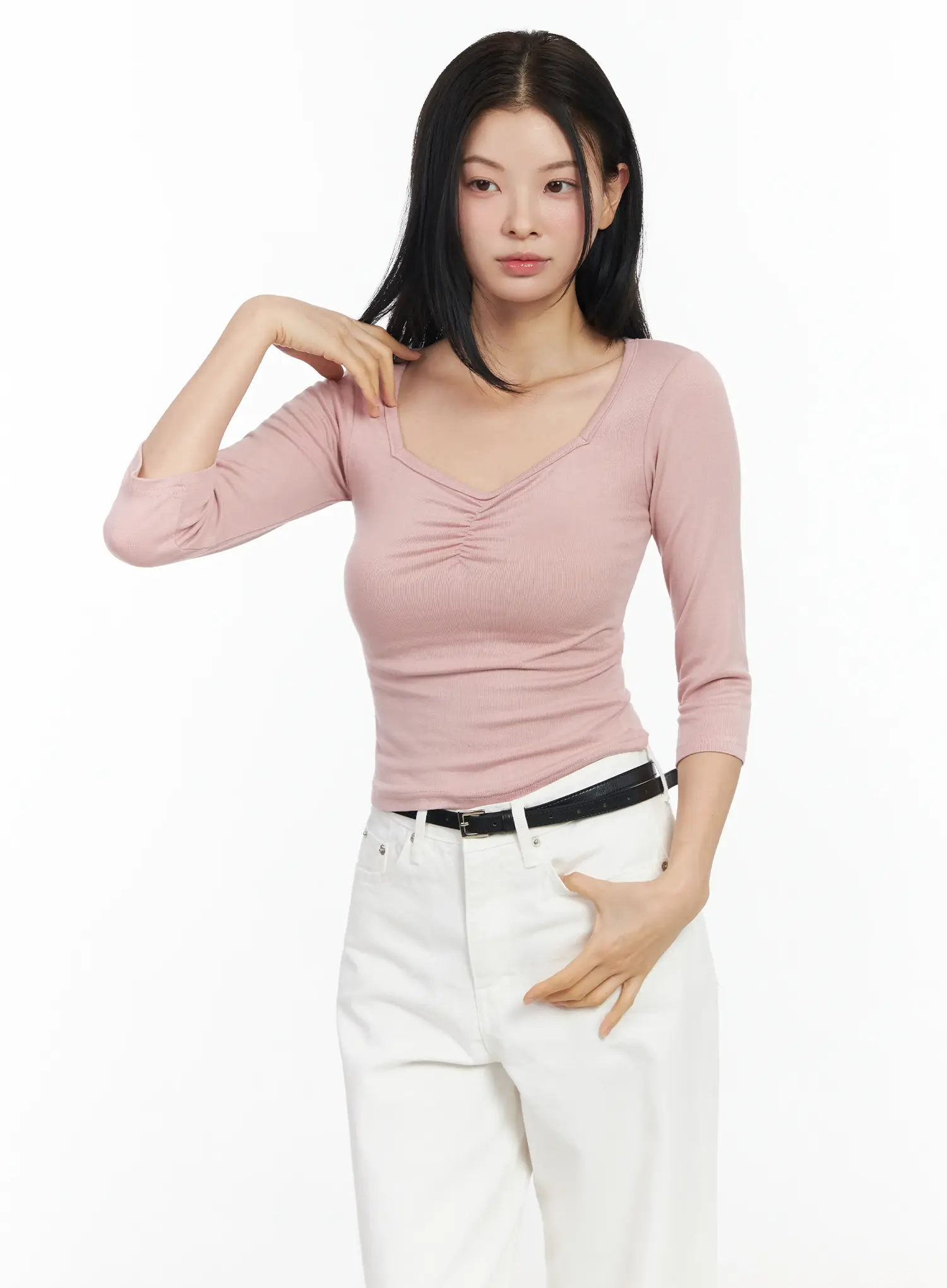 Heart Neck Long Sleeve Top IM524 - Image 2