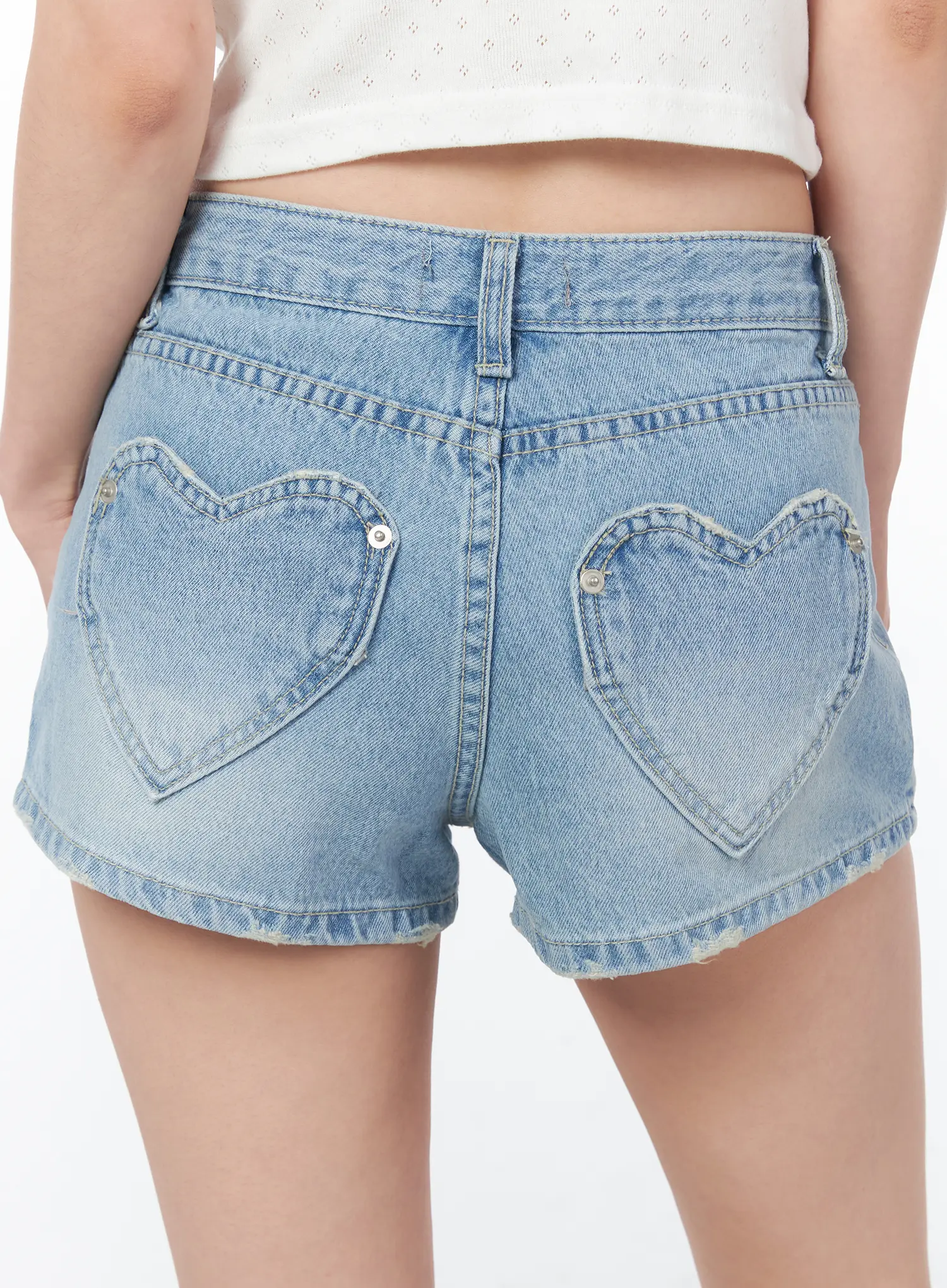 Heart Pocket Denim Shorts CY505 - Image 10