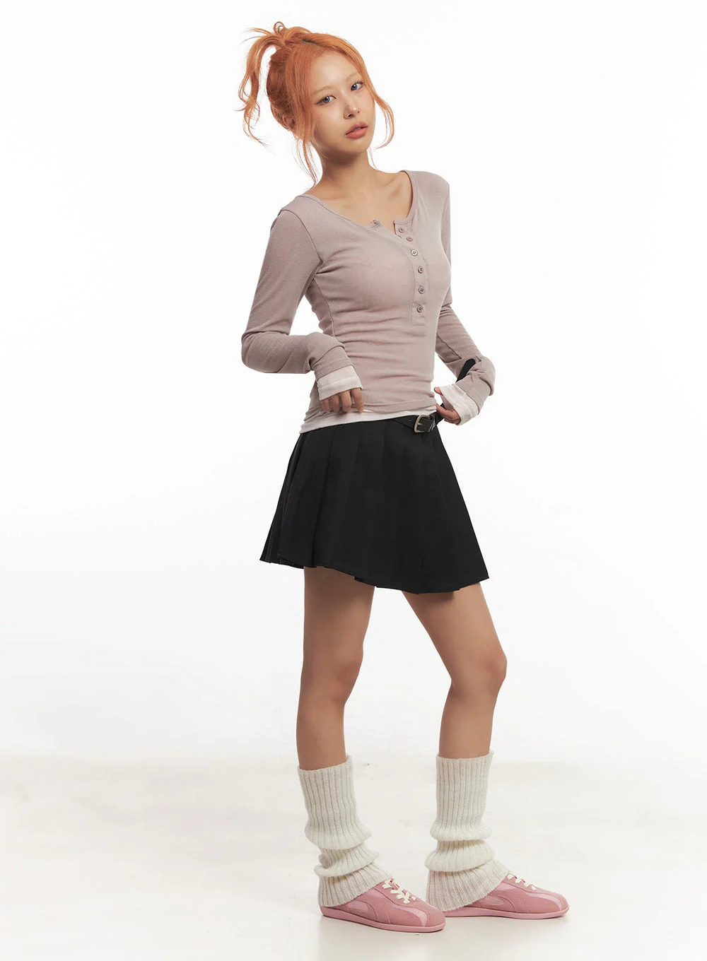 Henley Layered Long Sleeve Top IA515 - Image 10