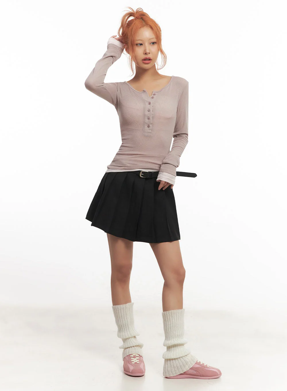 Henley Layered Long Sleeve Top IA515 - Image 12