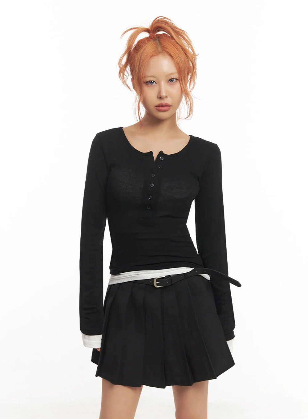 Henley Layered Long Sleeve Top IA515 - Image 14