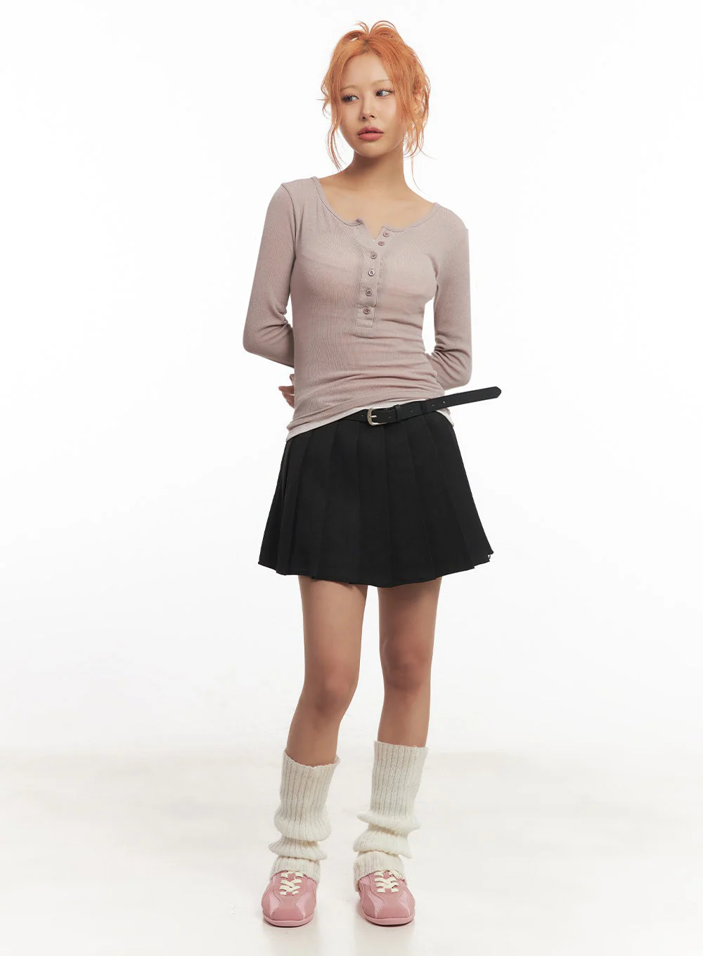 Henley Layered Long Sleeve Top IA515 - Image 2