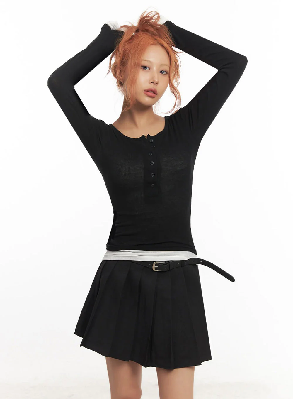 Henley Layered Long Sleeve Top IA515 - Image 7