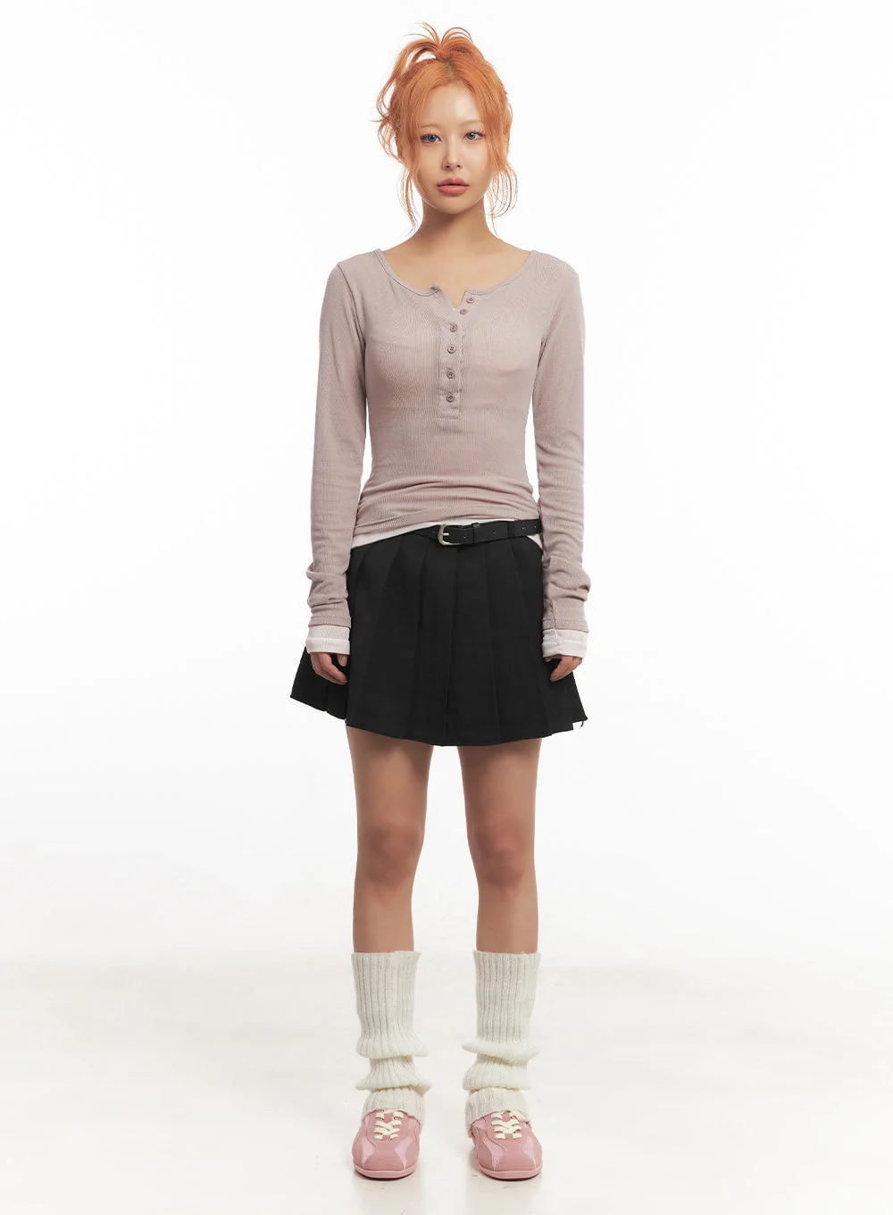 Henley Layered Long Sleeve Top IA515 - Image 8