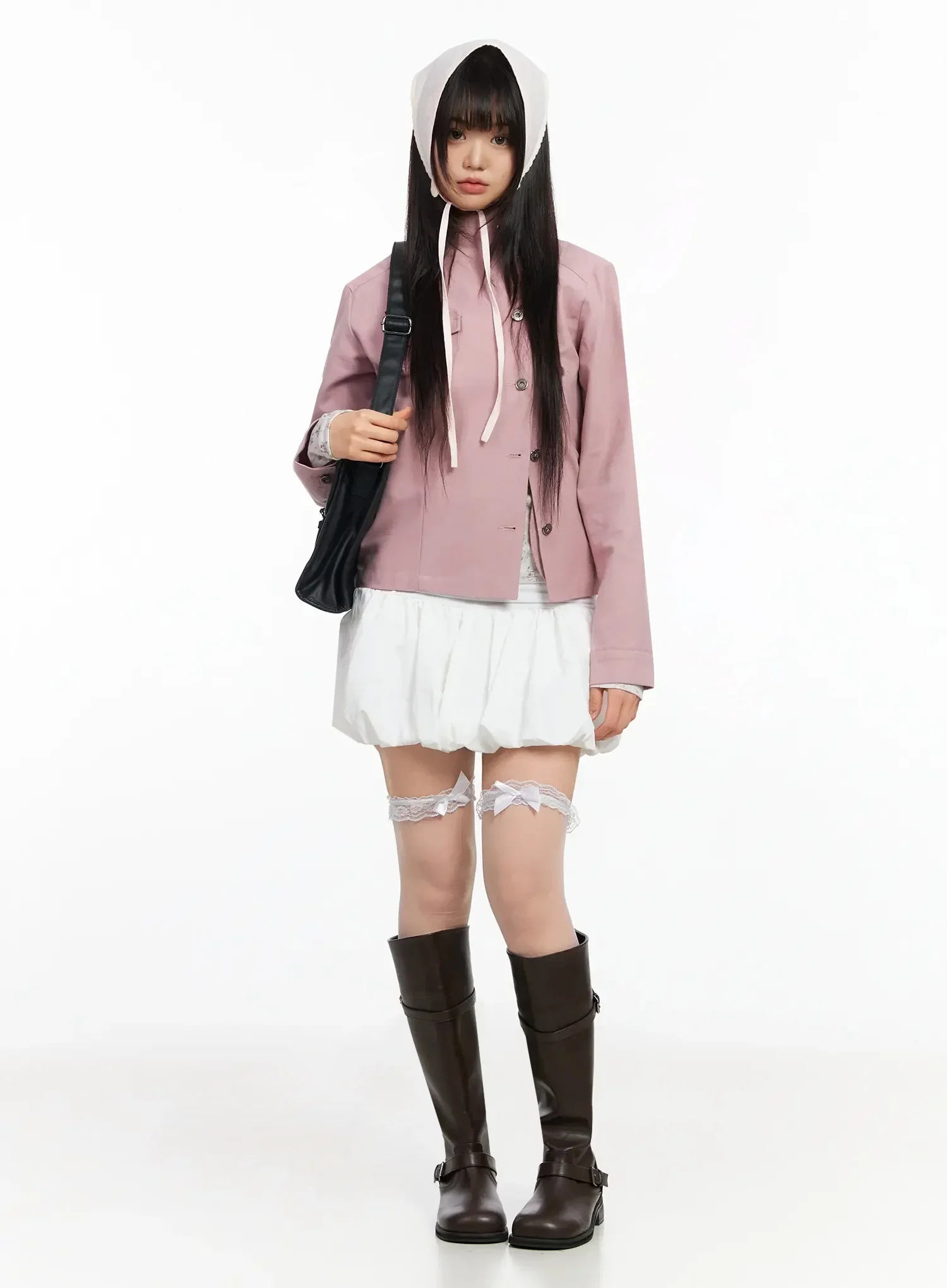 High Neck Cropped Trench Jacket IA523 - Image 12