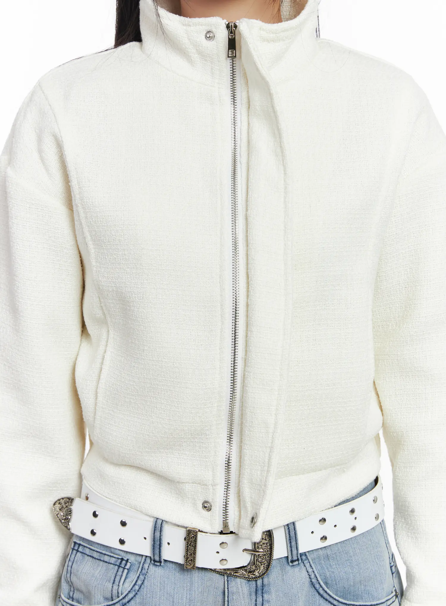 High Neck Tweed Jacket CF503 - Image 7
