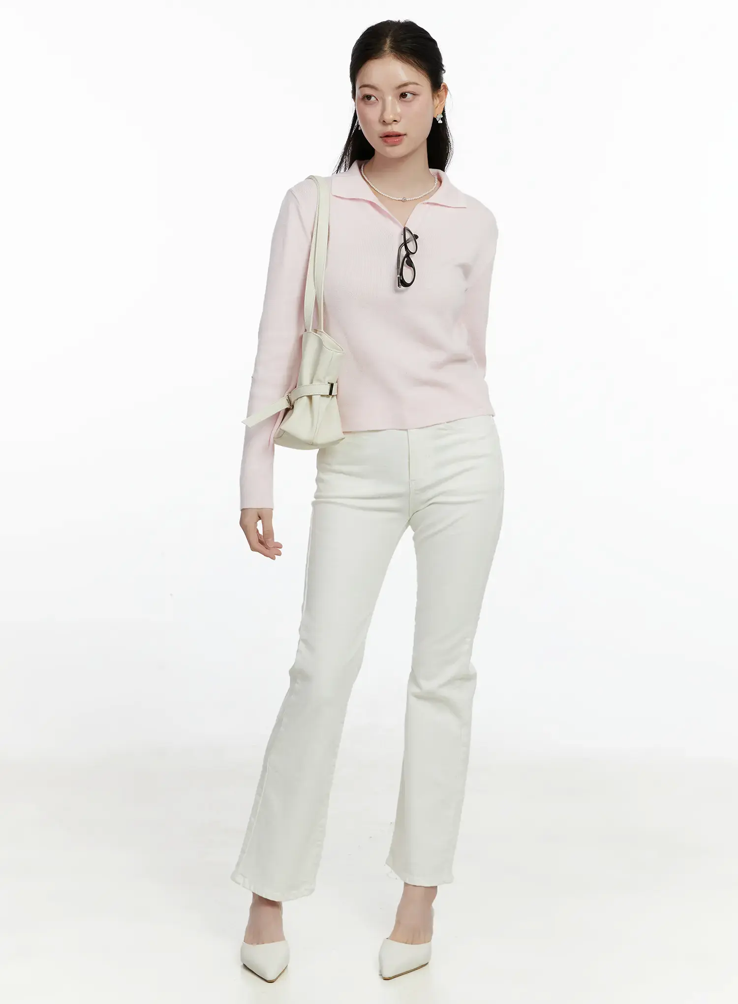 High-Waist Bootcut Cotton Pants F502