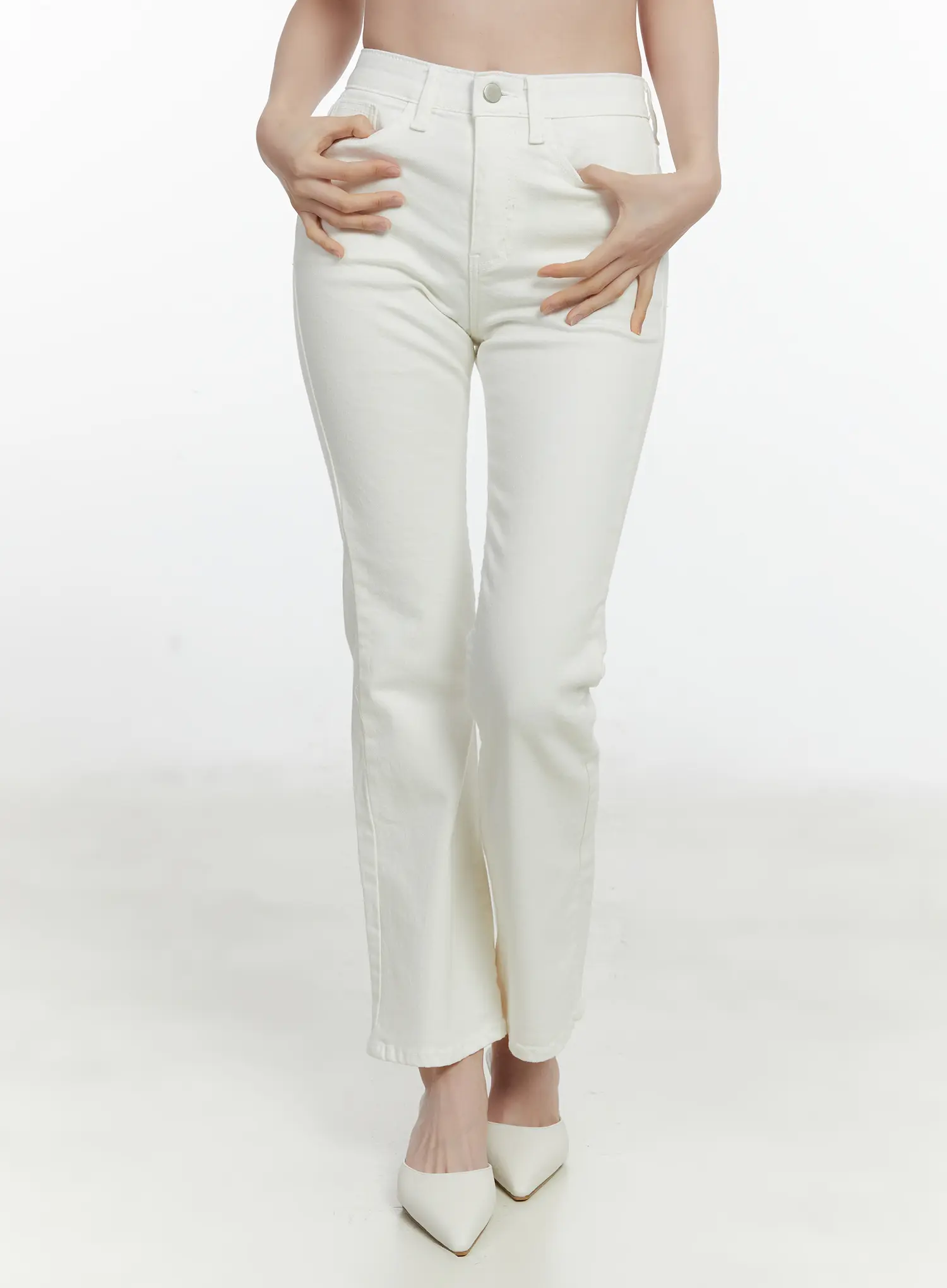High-Waist Bootcut Cotton Pants F502 - Image 2