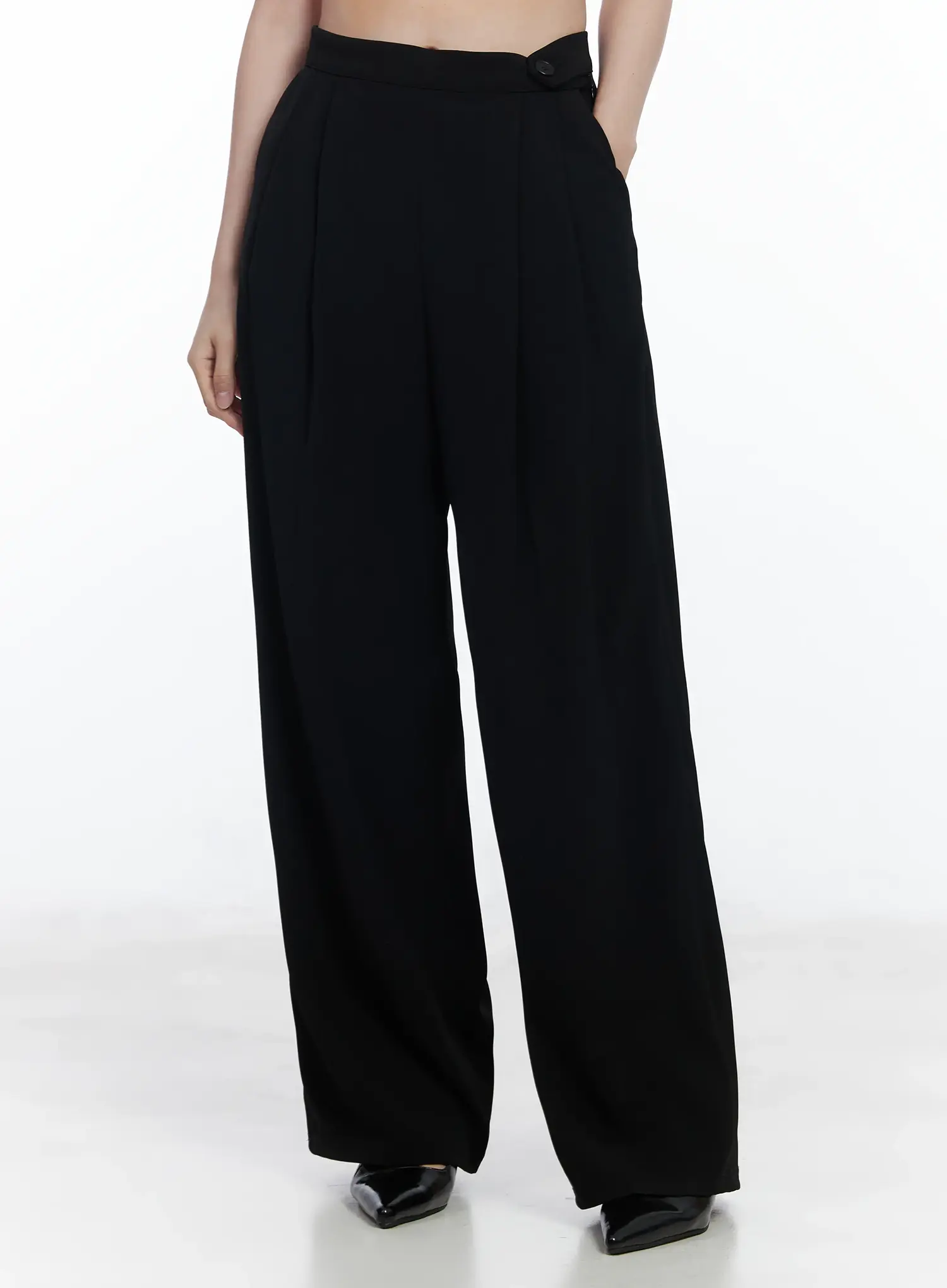 High-Waist Buttoned Wide Leg Trousers IF520 - Image 3