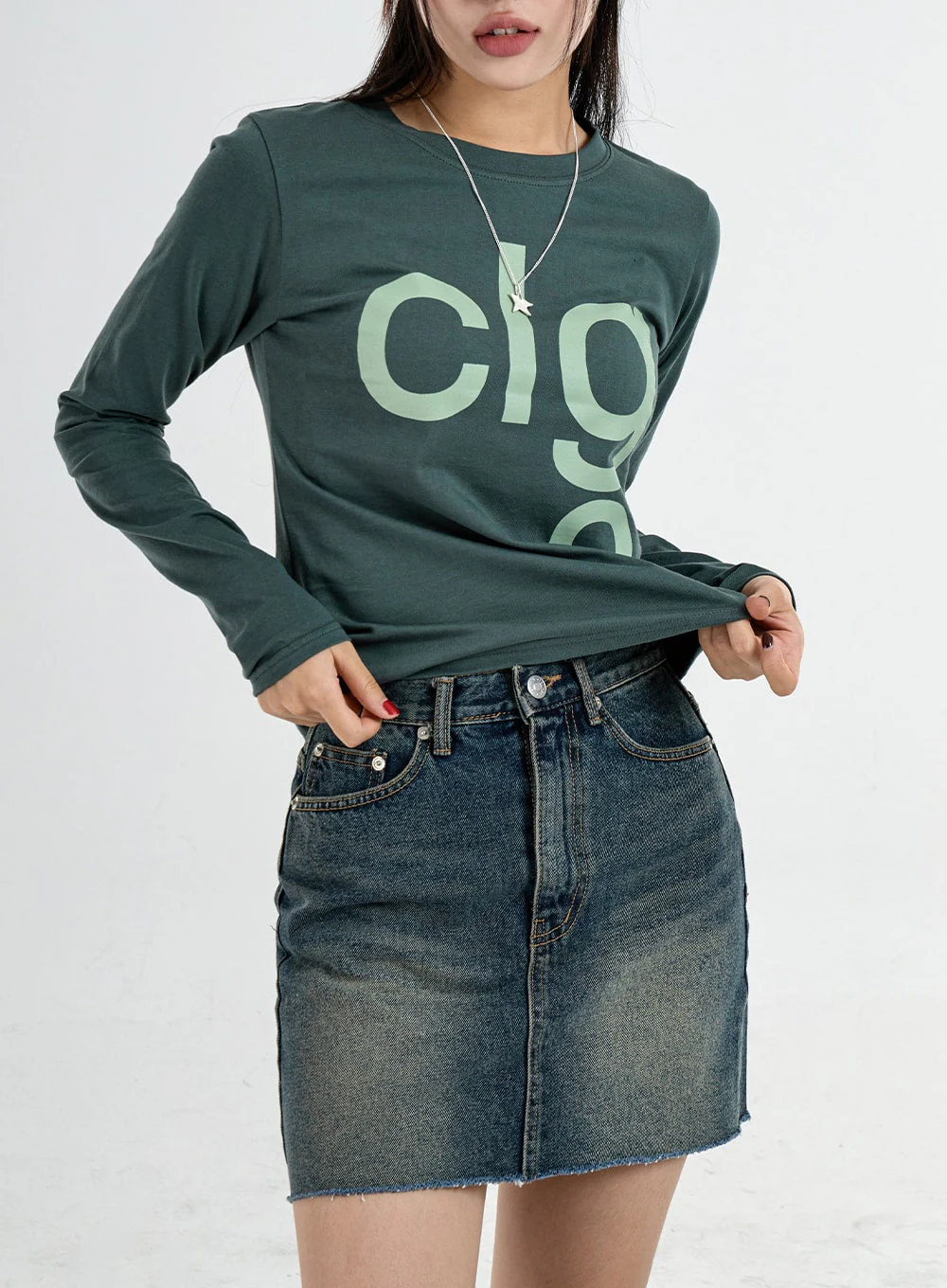 High Waist Denim Pencil Skirt CO11 - Image 11