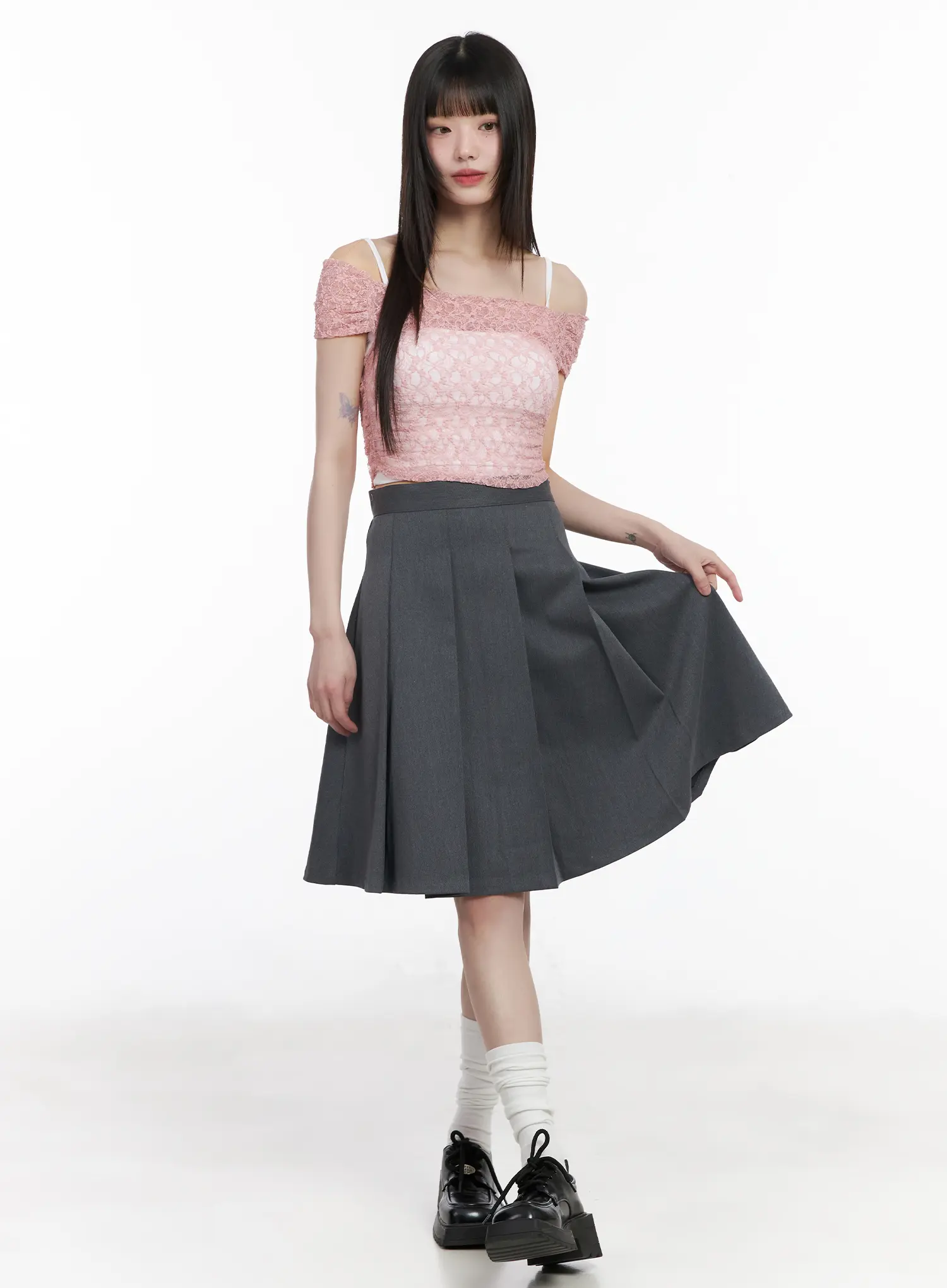 High-Waist Pleated Midi Skirt CM525 - Image 5