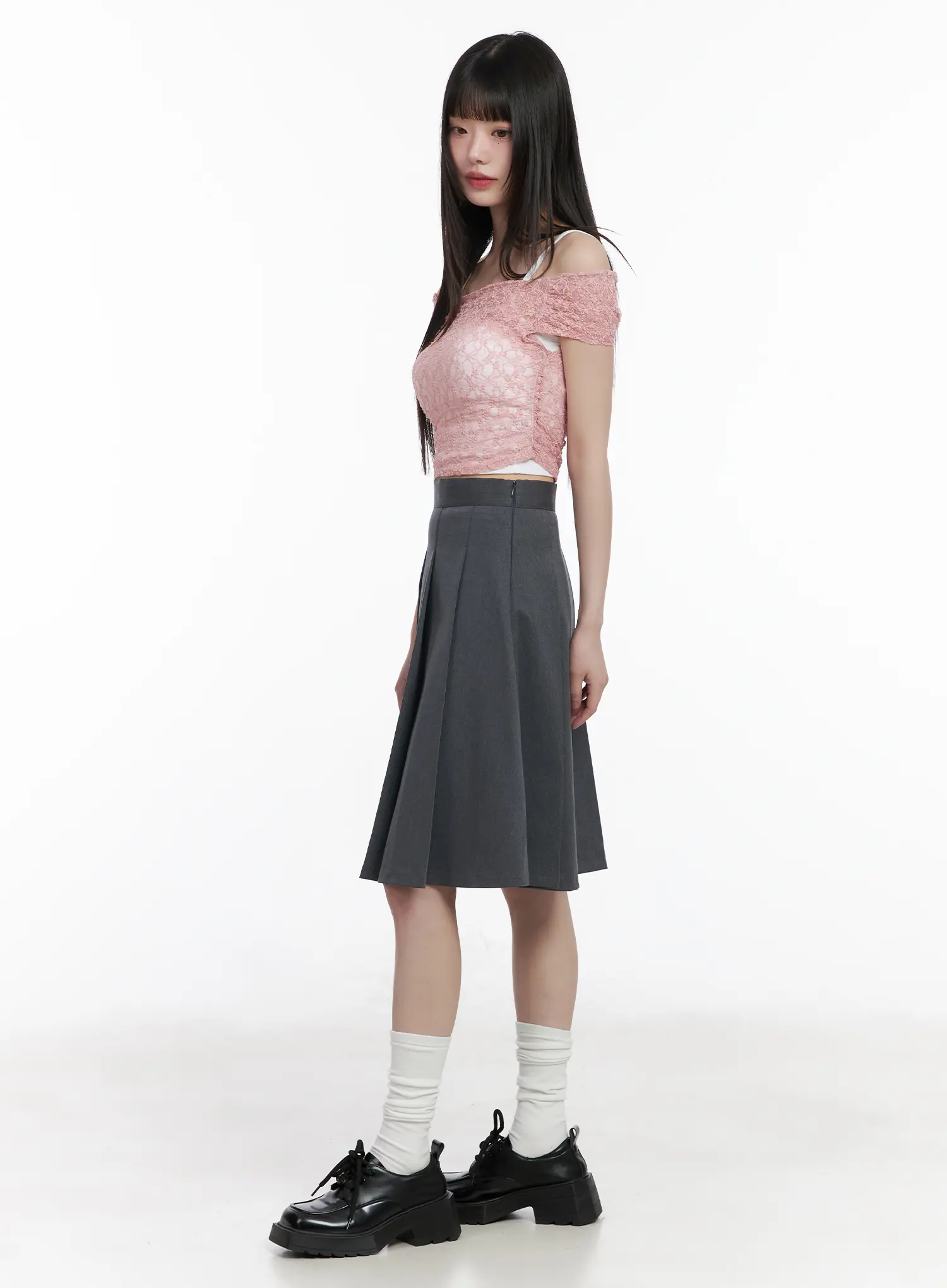 High-Waist Pleated Midi Skirt CM525 - Image 6