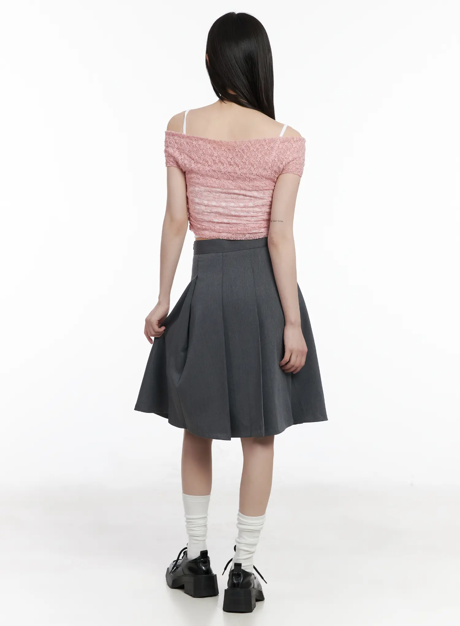 High-Waist Pleated Midi Skirt CM525 - Image 7