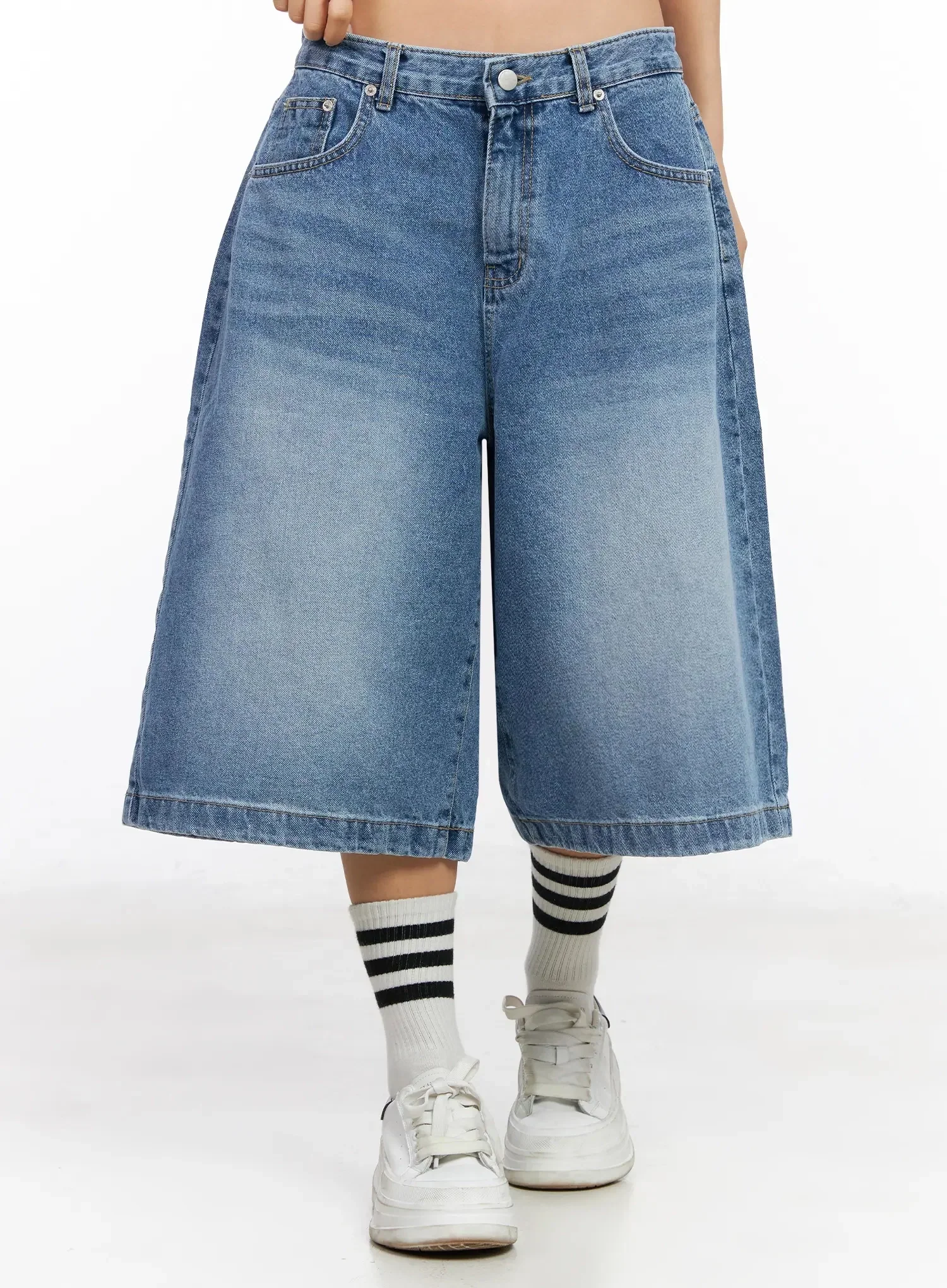 High-Waist Washed Wide-Leg Jorts IA507 - Image 10