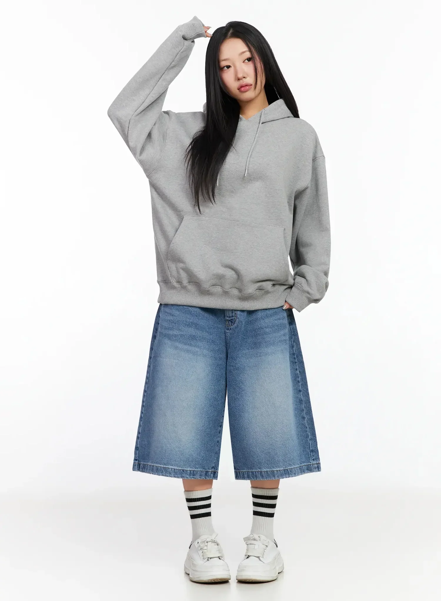 High-Waist Washed Wide-Leg Jorts IA507 - Image 11