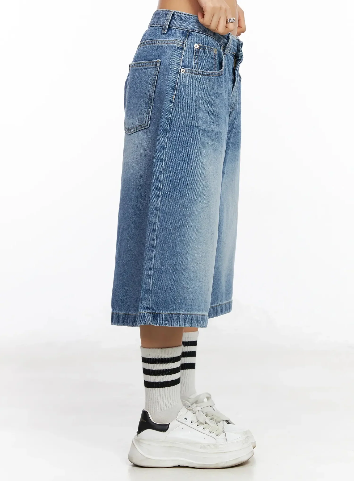 High-Waist Washed Wide-Leg Jorts IA507 - Image 13