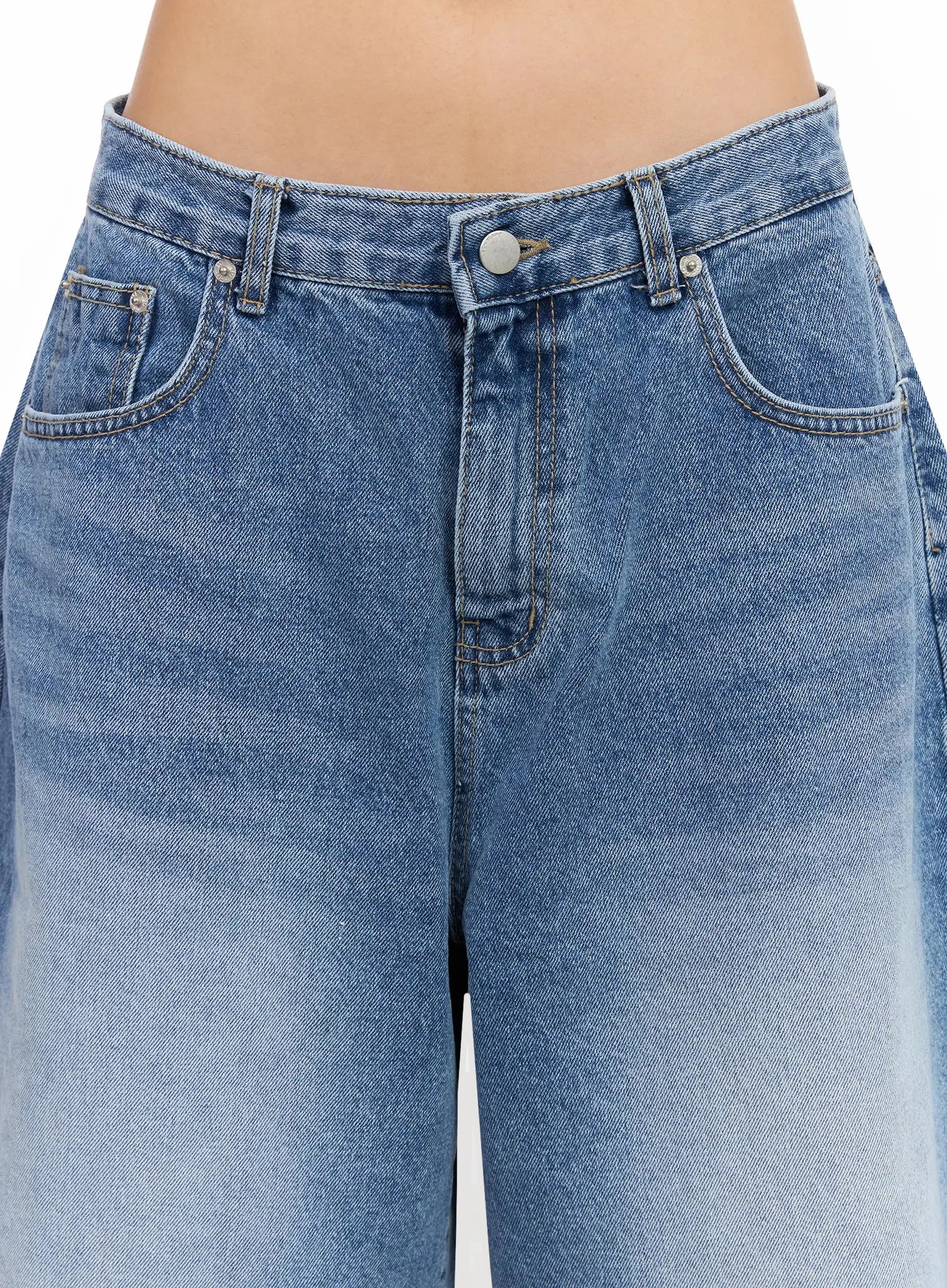 High-Waist Washed Wide-Leg Jorts IA507 - Image 3