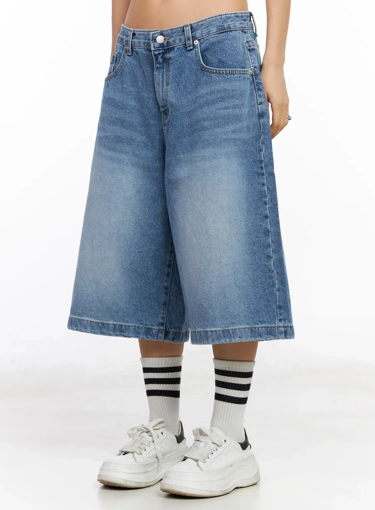 High-Waist Washed Wide-Leg Jorts IA507 - Image 6