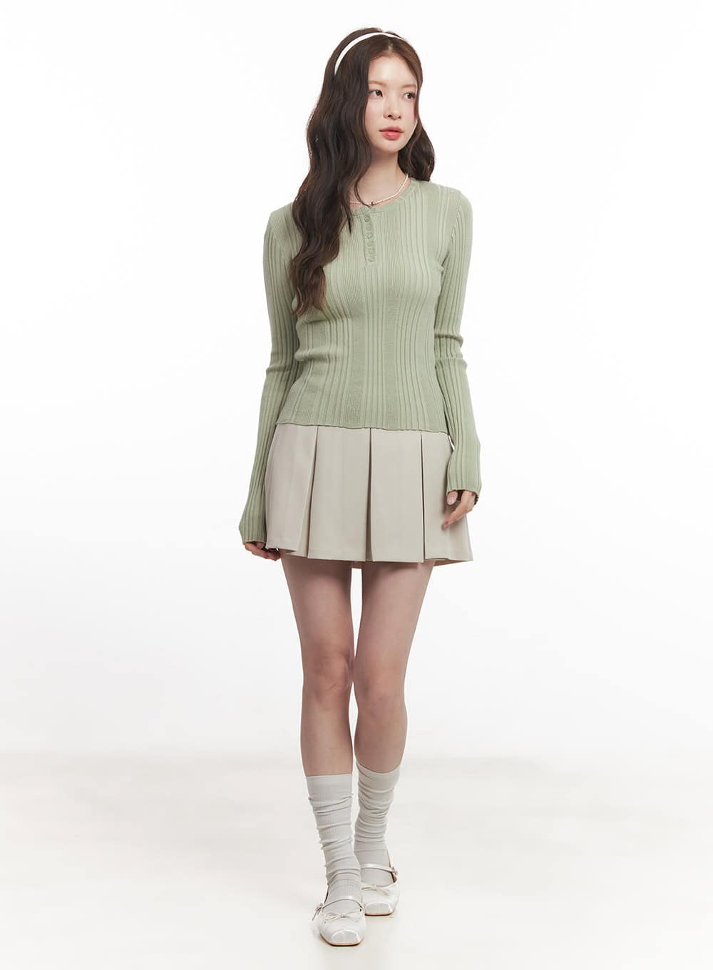 High-Waisted Pleated Mini Skirt CA502 - Image 2
