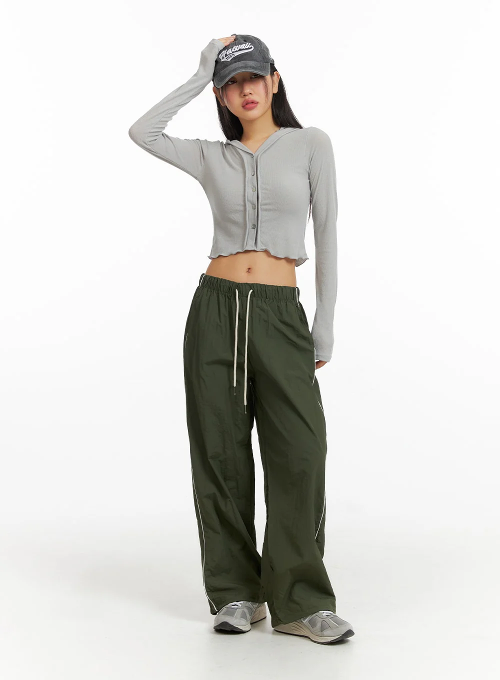 Hooded Button Crop Top CF414 - Image 2
