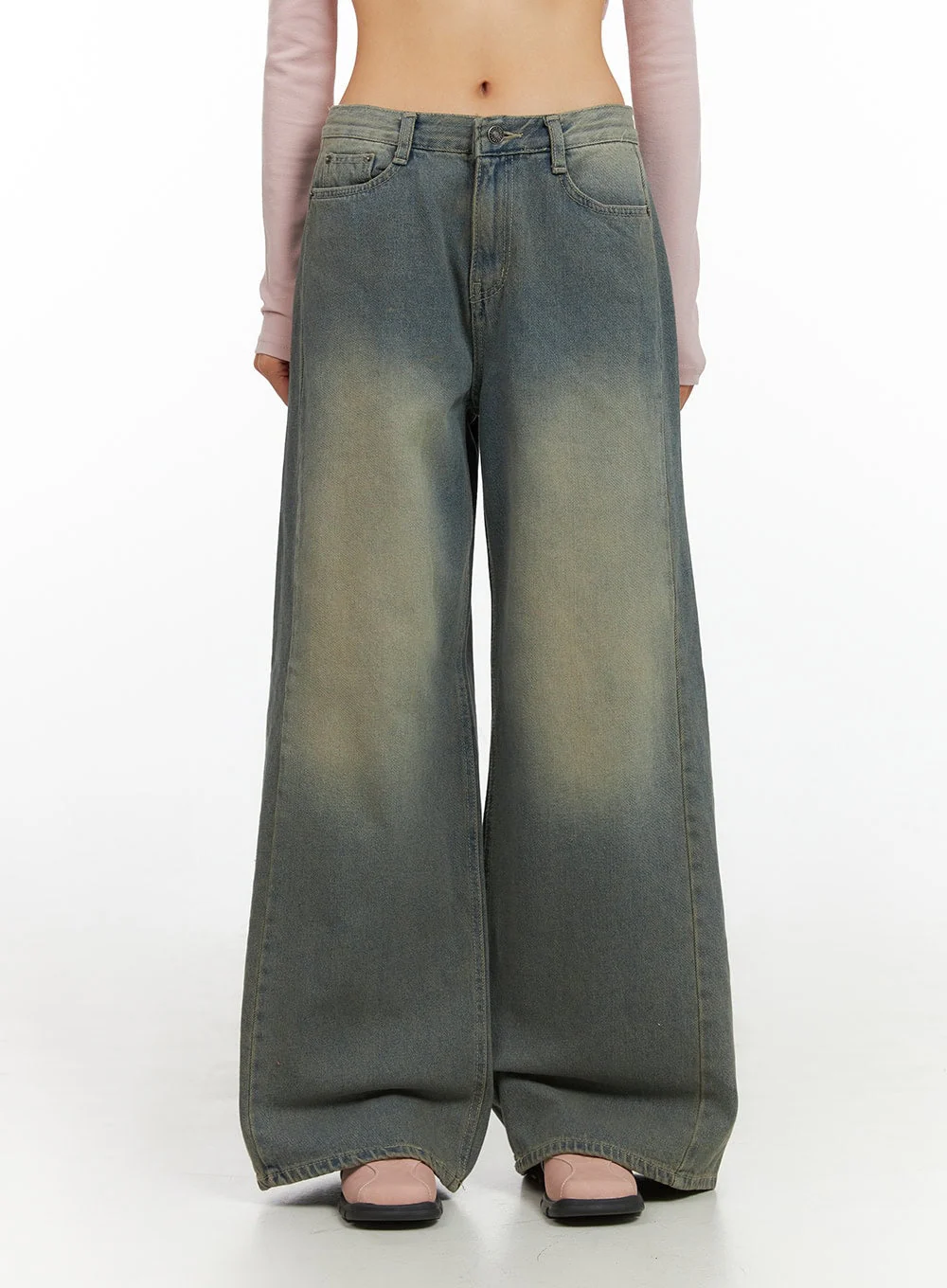 Inez Washed Denim Wide Leg Jeans IS427 - Image 2
