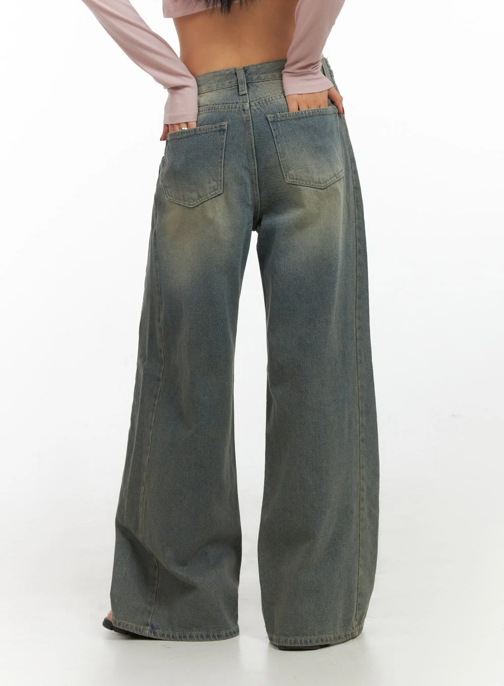 Inez Washed Denim Wide Leg Jeans IS427 - Image 8