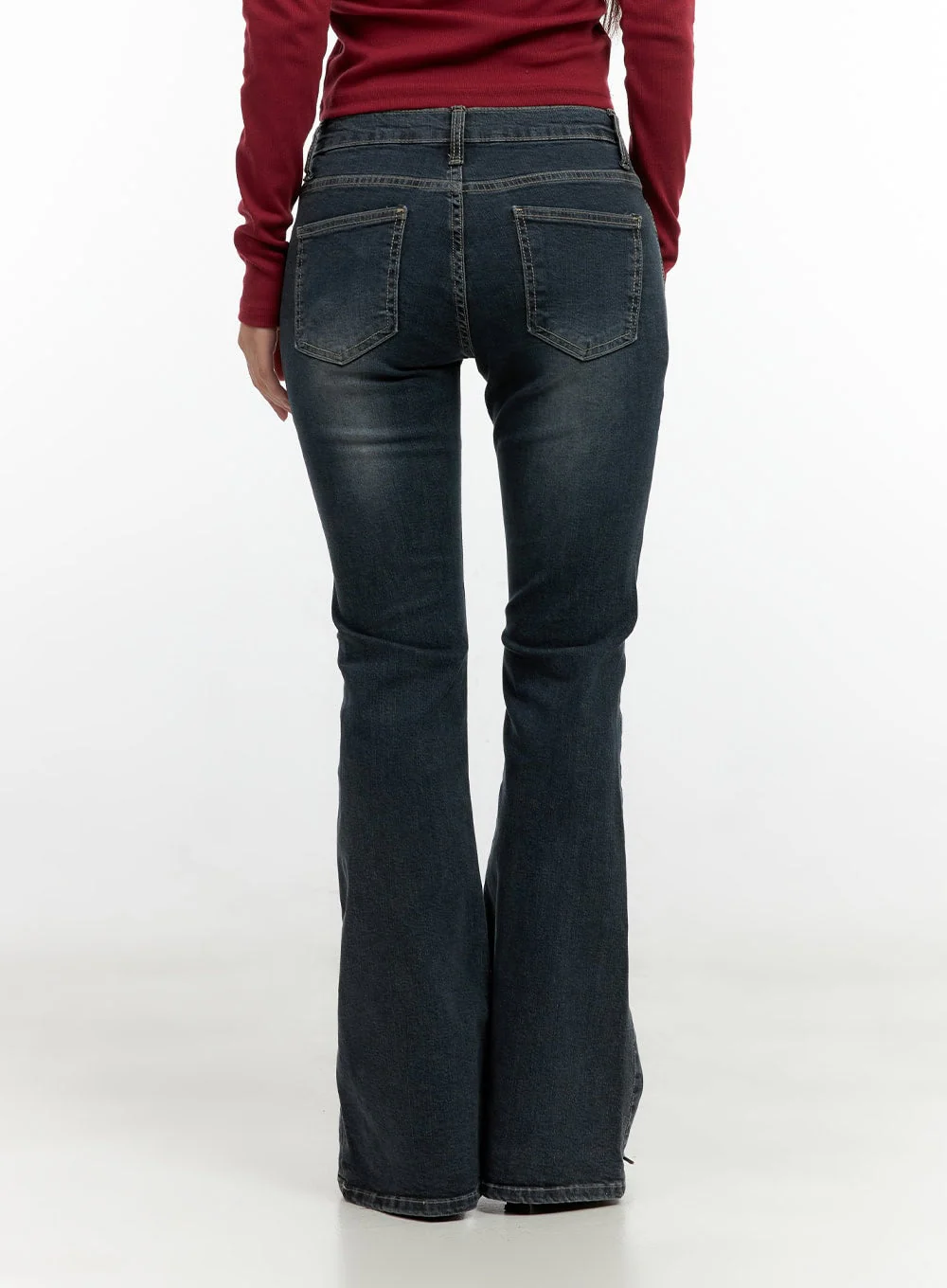 Ingrid Low-Rise Washed Flared Denim Jeans CN404 - Image 5