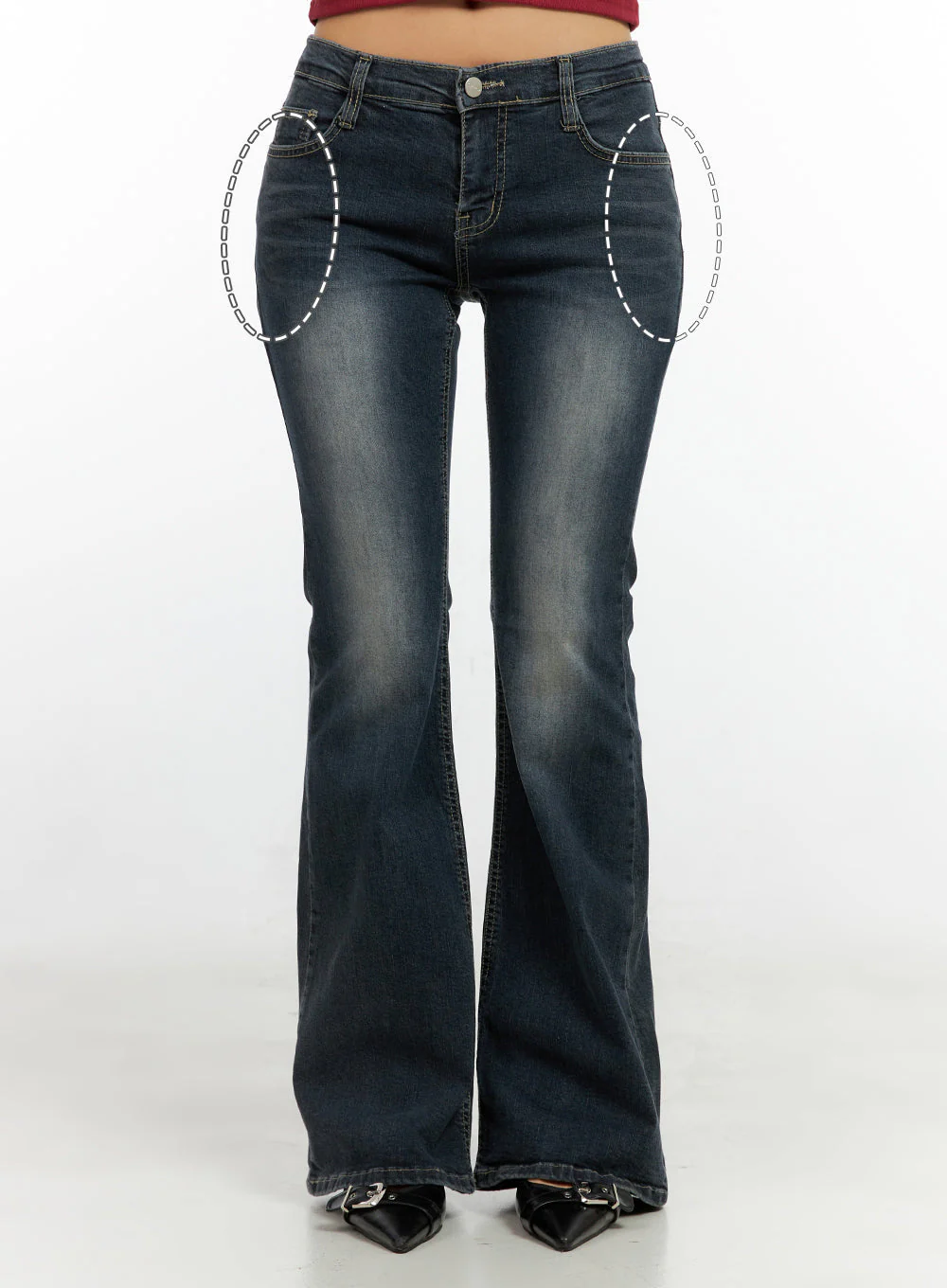 Ingrid Low-Rise Washed Flared Denim Jeans CN404 - Image 7