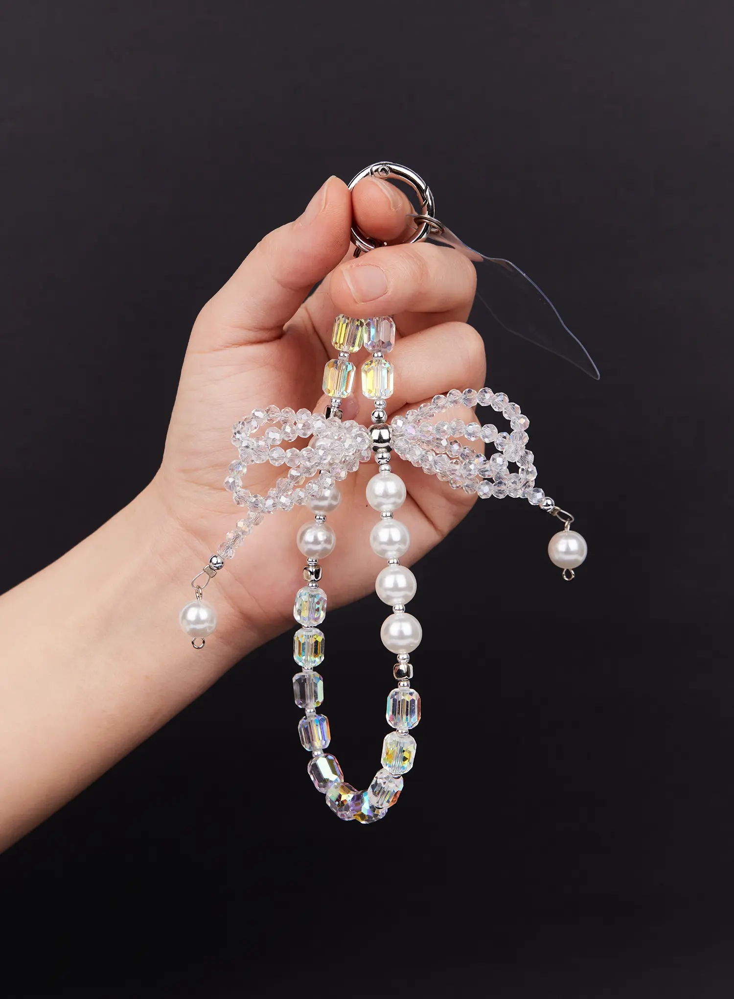 Iridescent Ribbon Beaded Keyring IM527 - Image 2