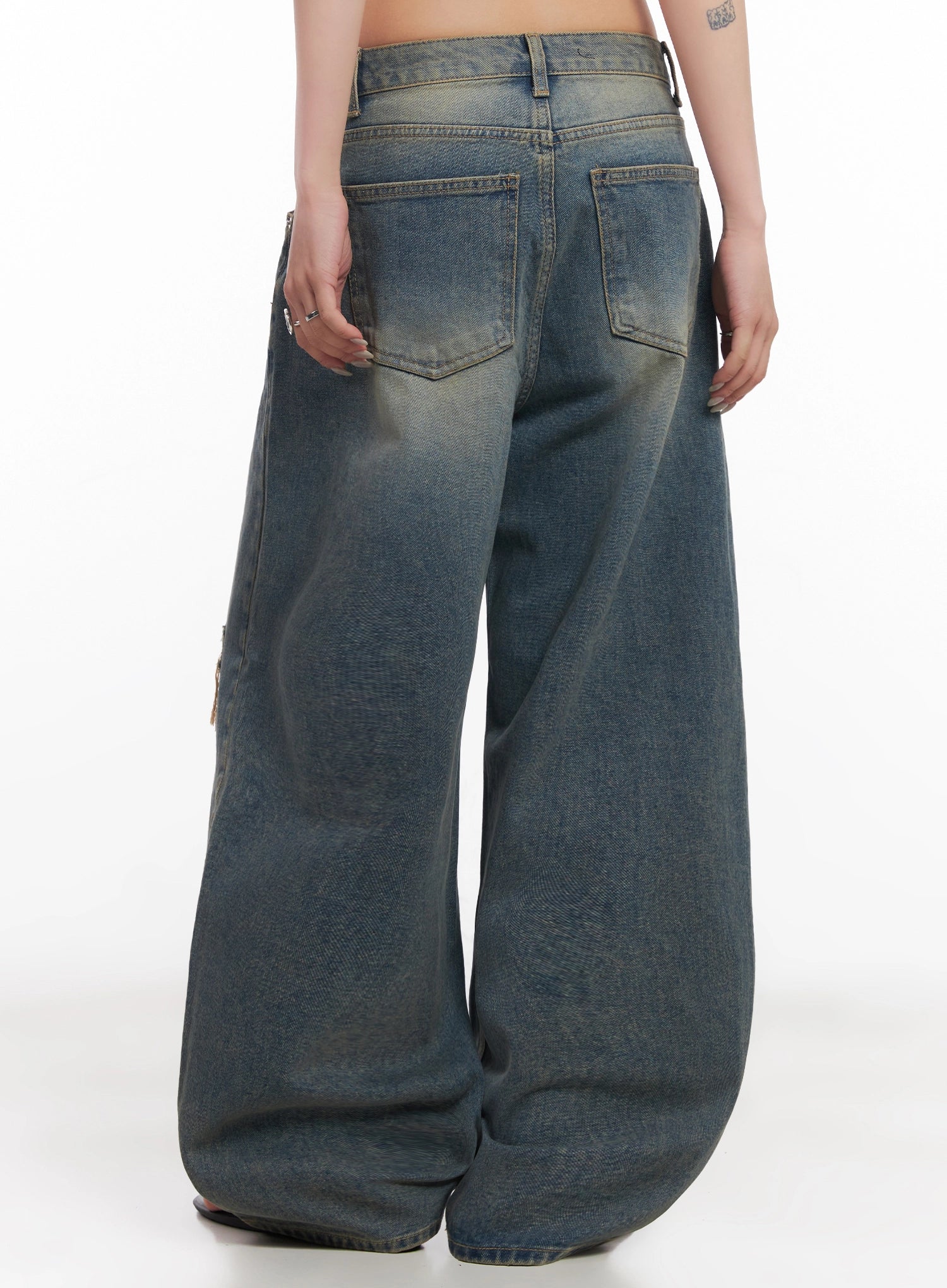 Jeemin Vintage Distressed Wide-Leg Denim Jeans  IC503 - Image 12