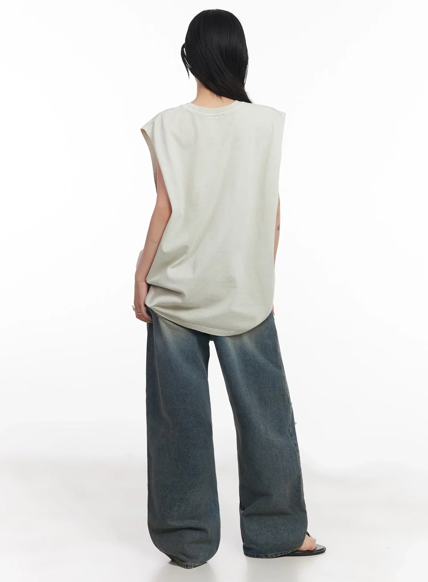 Jeemin Vintage Distressed Wide-Leg Denim Jeans  IC503 - Image 15