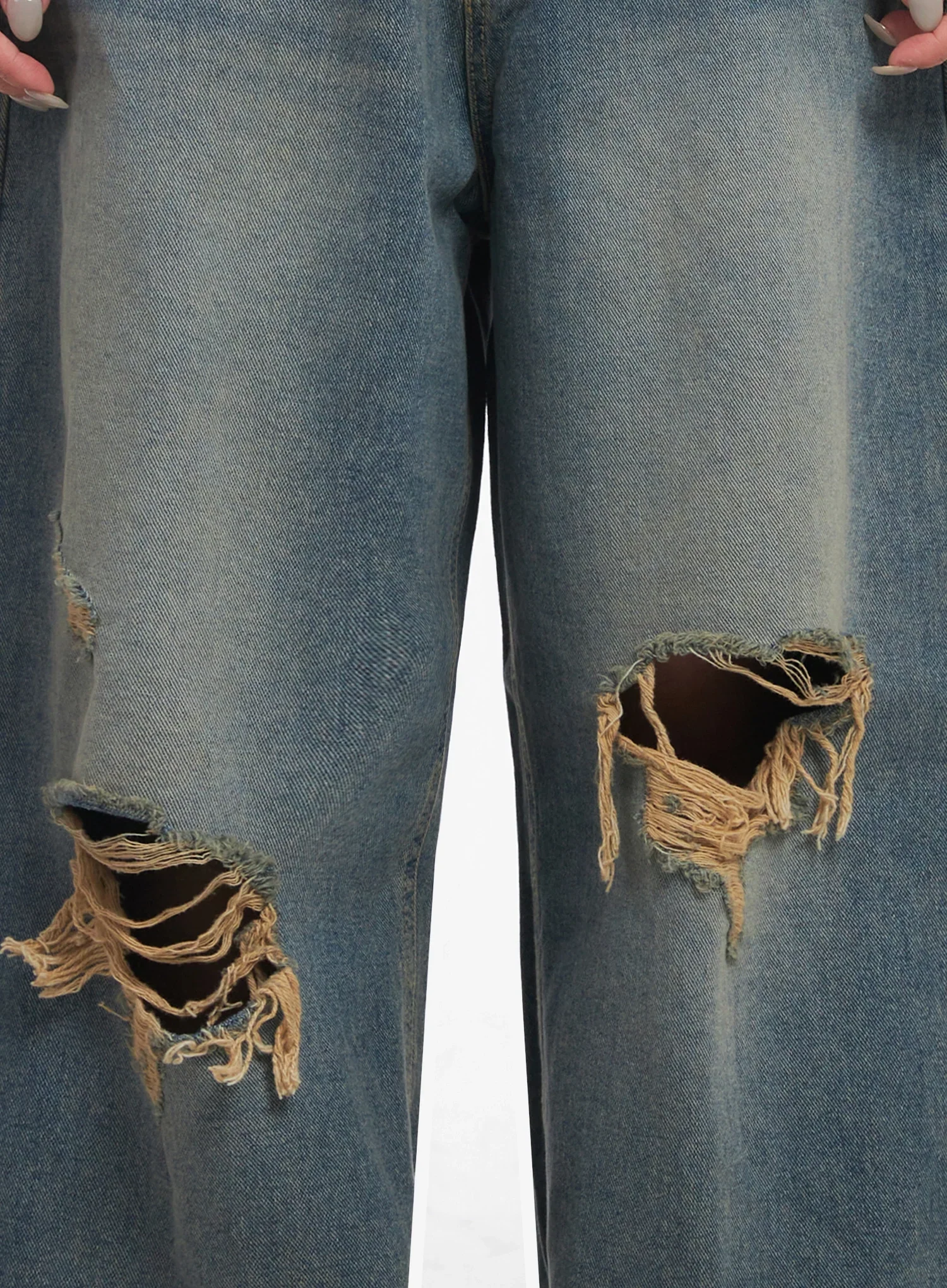 Jeemin Vintage Distressed Wide-Leg Denim Jeans  IC503 - Image 3