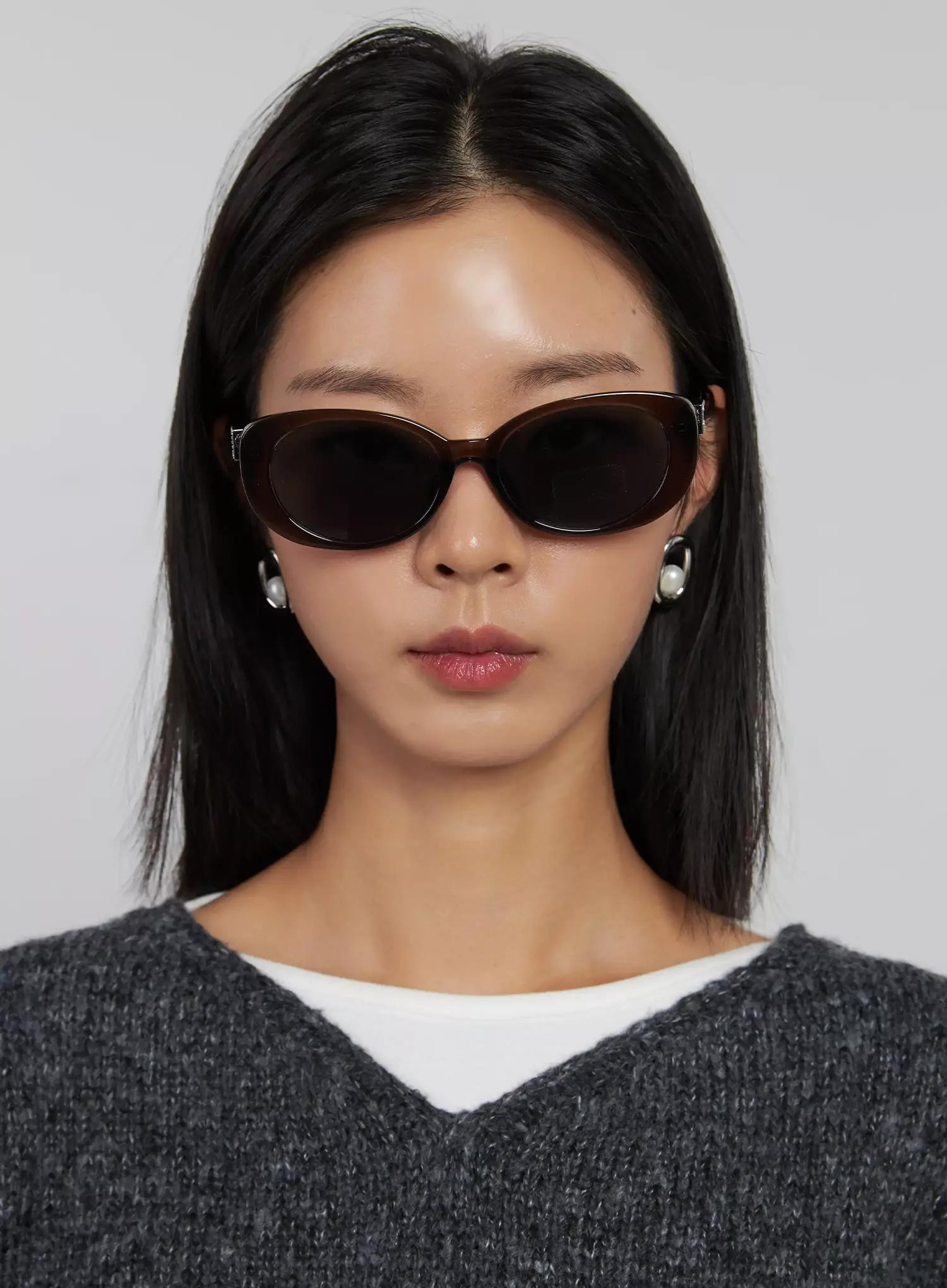 Jewel Slim Oval Fashion Sunglasses IJ508