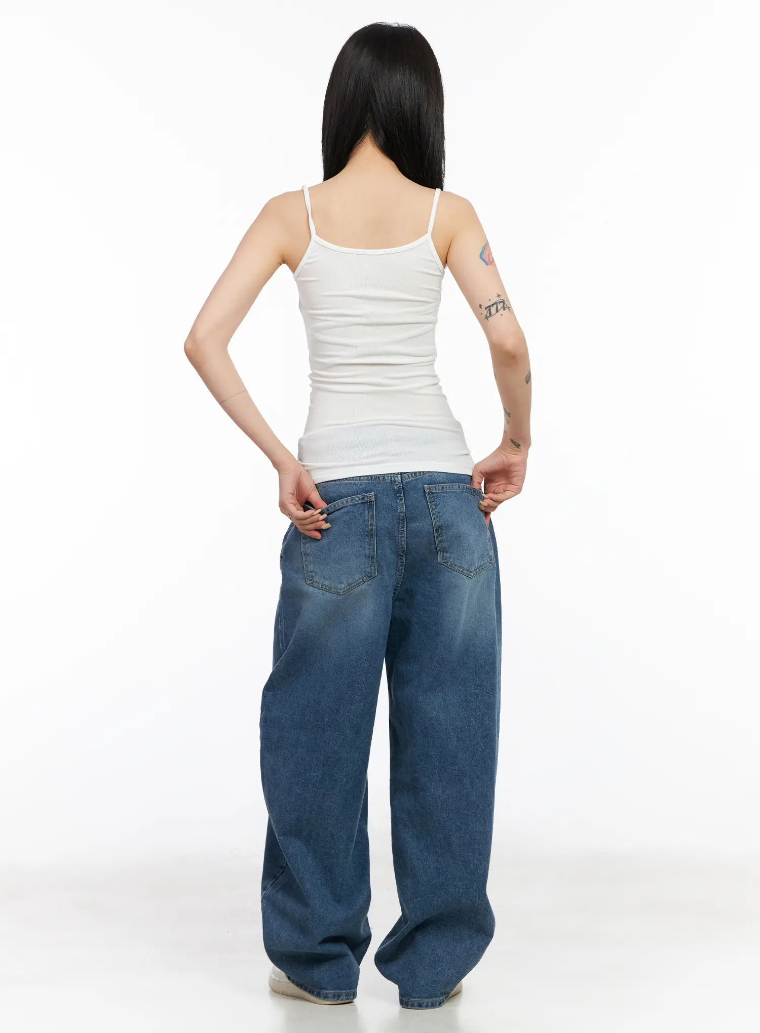 Jieu Vintage-Washed Wide Leg Jeans CM516 - Image 7